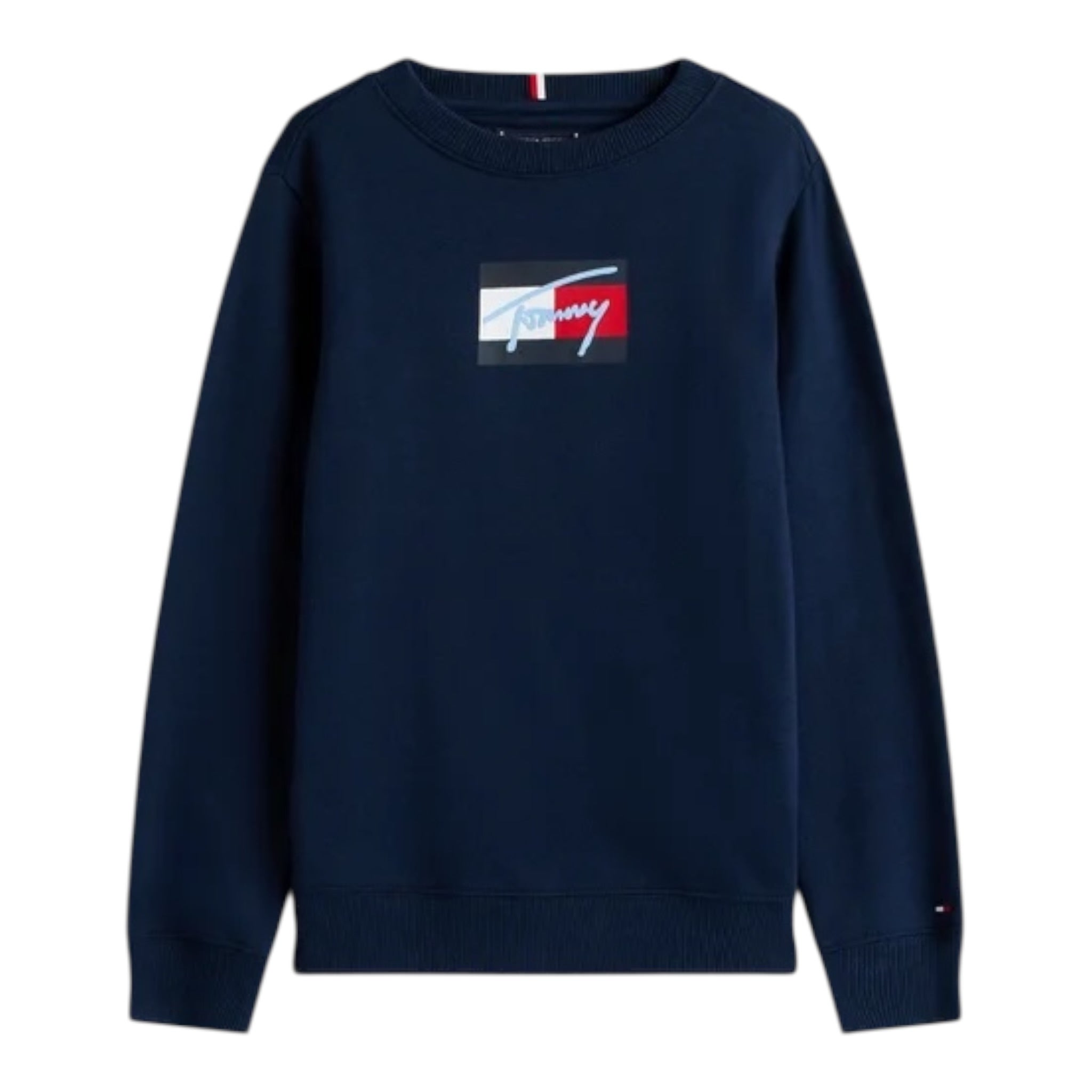 Tommy Hilfiger Felpa tinta unita Girocollo con Stampa Blu per Neonato KB0KB09741N BLU TOMMY HILFIGER 