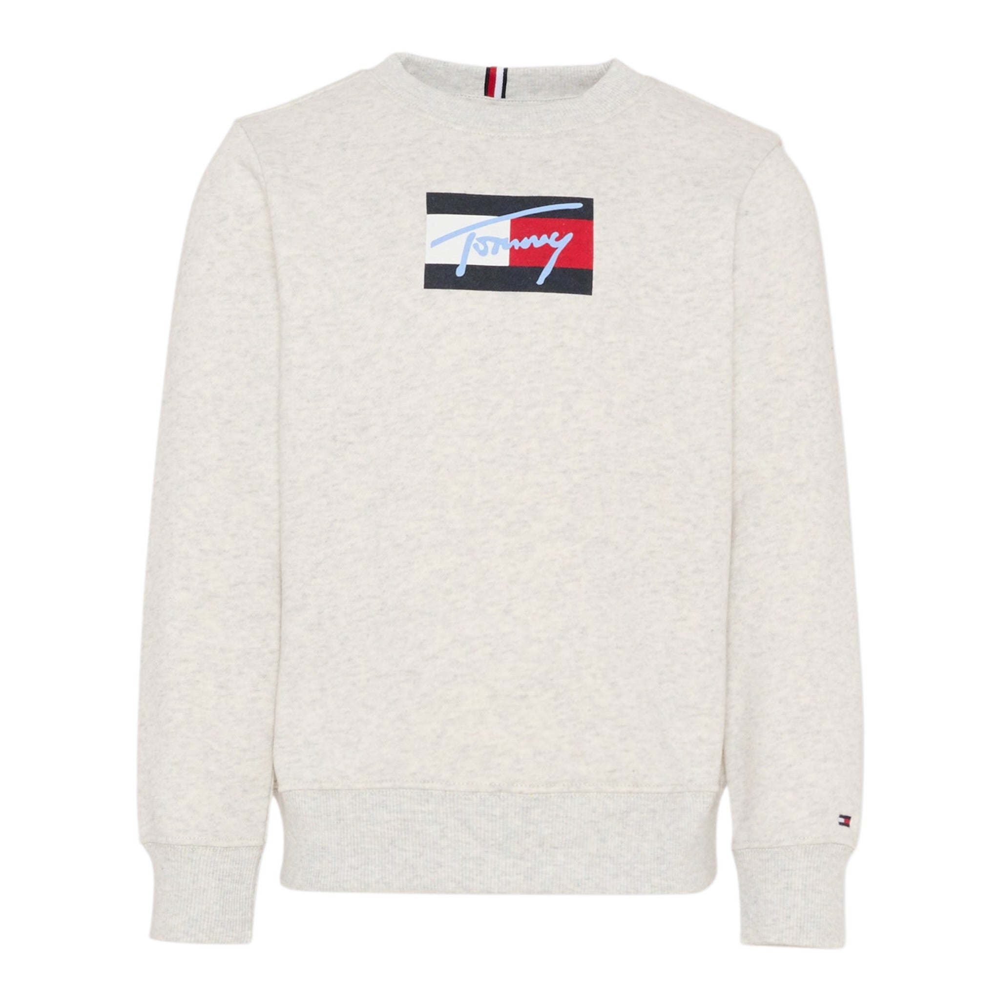 Tommy Hilfiger Felpa tinta unita Girocollo con Stampa Verde per Bambino KB0KB09741 VERDE TOMMY HILFIGER 