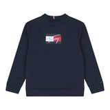 Tommy Hilfiger Felpa tinta unita Girocollo con Stampa Blu per Bambino KB0KB09741X BLU TOMMY HILFIGER 