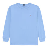 Tommy Hilfiger Shirt Girocollo tinta unita Azzurro per Bambino KB0KB09846X AZZURRO TOMMY HILFIGER 