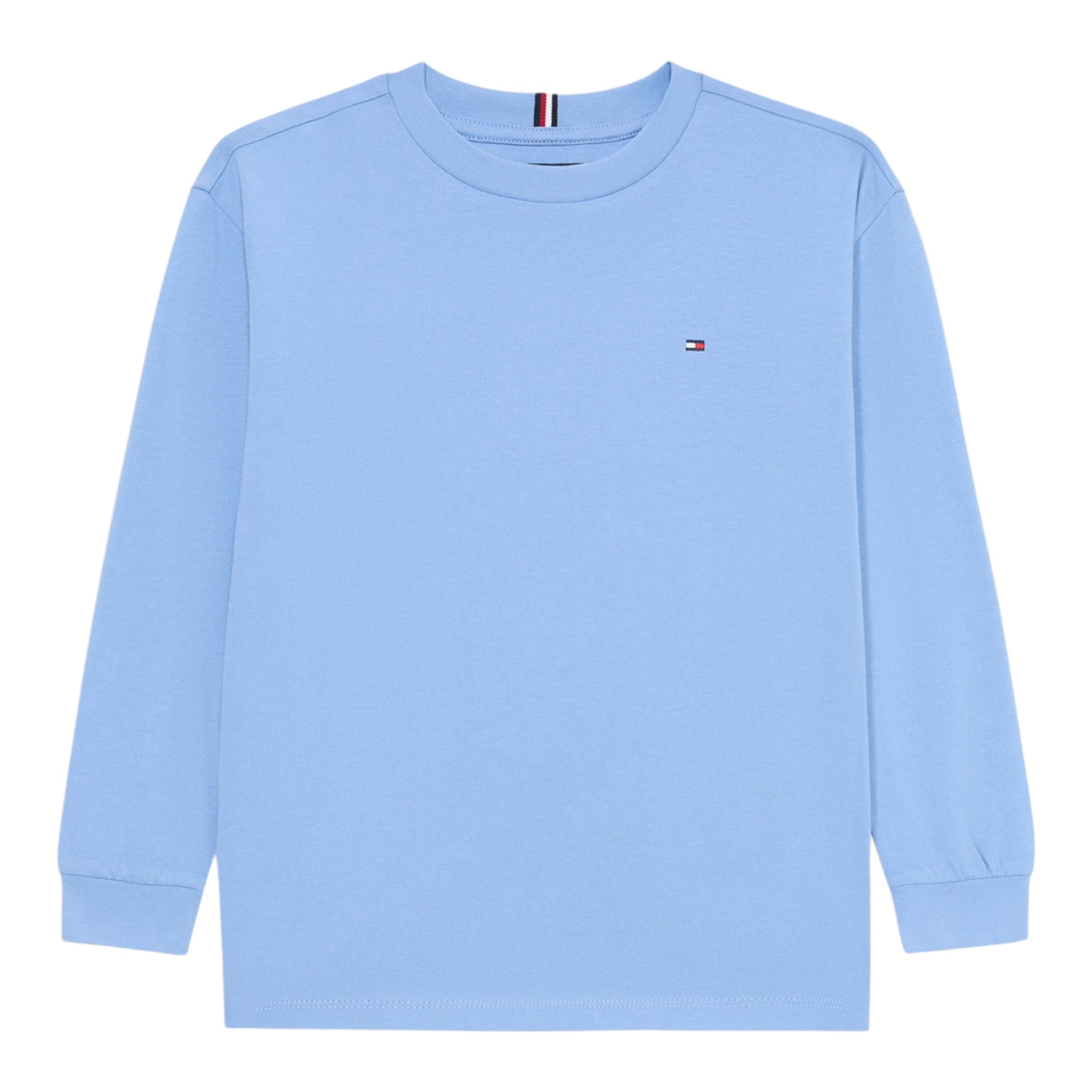 Tommy Hilfiger Shirt Girocollo tinta unita Azzurro per Bambino KB0KB09846X AZZURRO TOMMY HILFIGER 