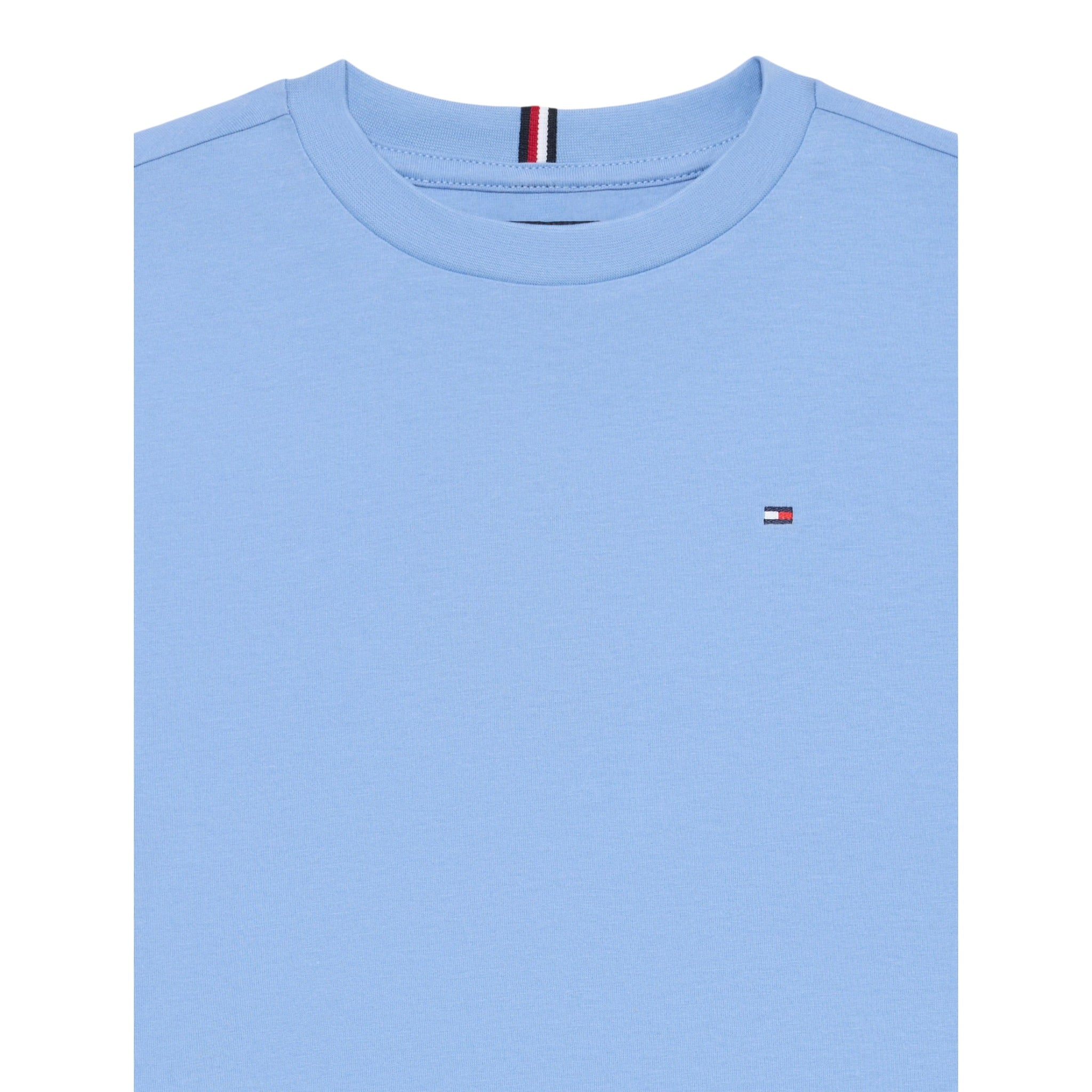 Tommy Hilfiger Shirt Girocollo tinta unita Azzurro per Bambino KB0KB09846X AZZURRO TOMMY HILFIGER 