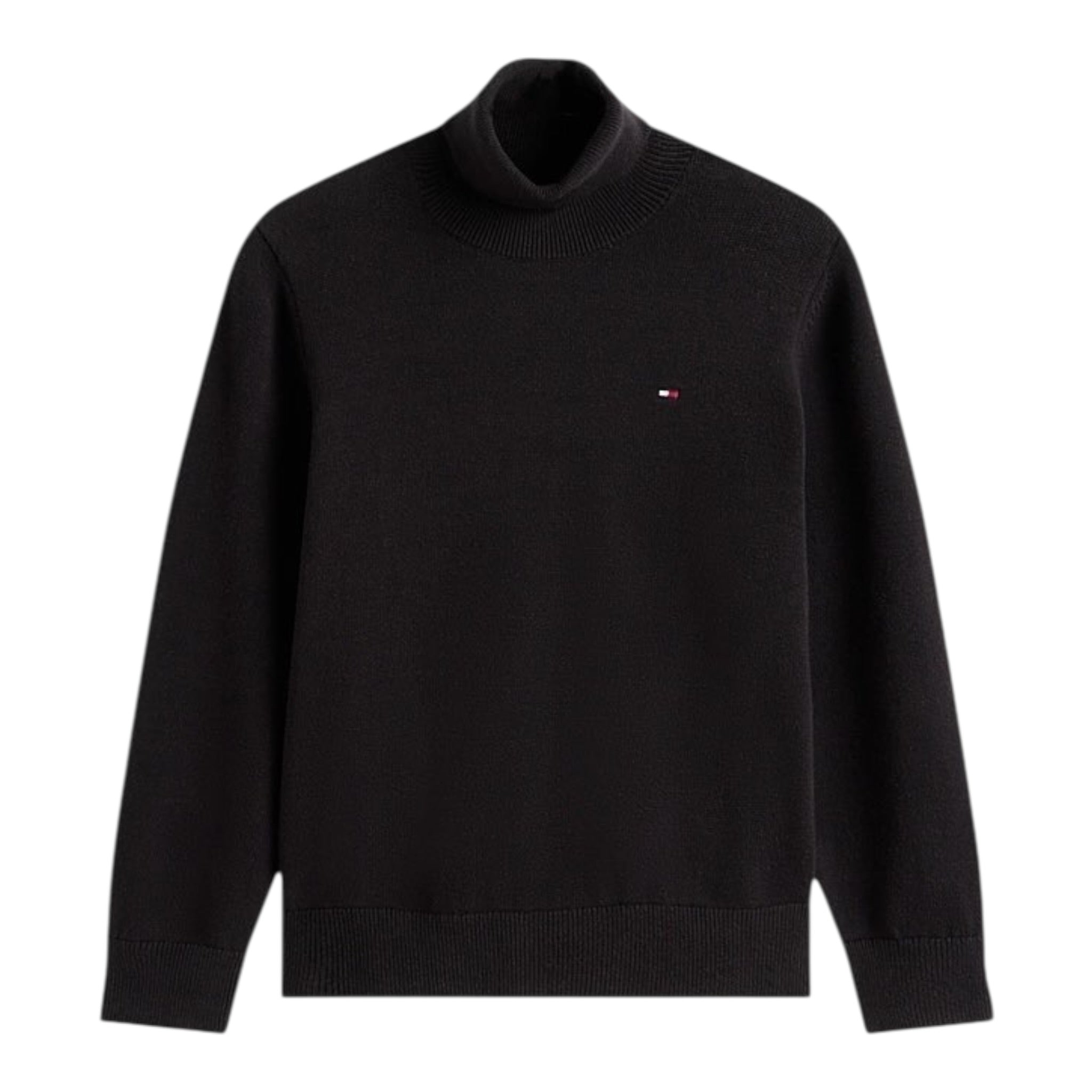 Tommy Hilfiger Maglia Collo Alto tinta unita con Logo Nero per Bambino KB0KB09966 NERO TOMMY HILFIGER 