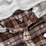 Tommy Hilfiger Camicia Bicolore con Fantasia A Quadri E Cappuccio Marrone per Bambino KB0KB10012 MARRONE TOMMY HILFIGER 