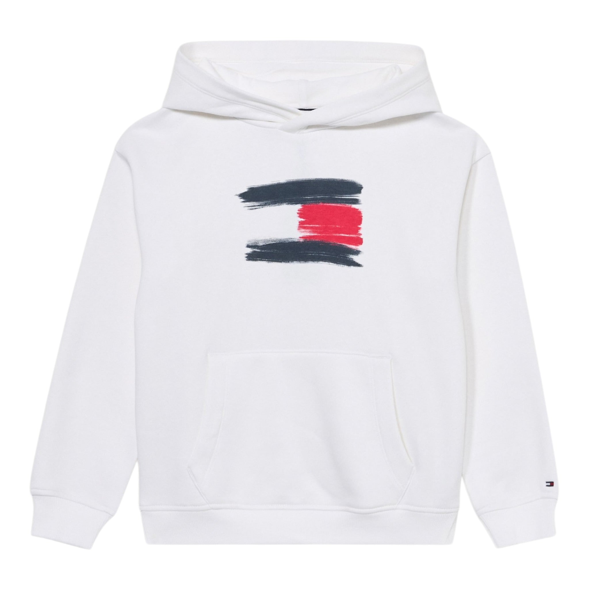 Tommy Hilfiger Felpa tinta unita con Cappuccio E Stampa Bianco per Bambino KB0KB10112 BIANCO TOMMY HILFIGER 