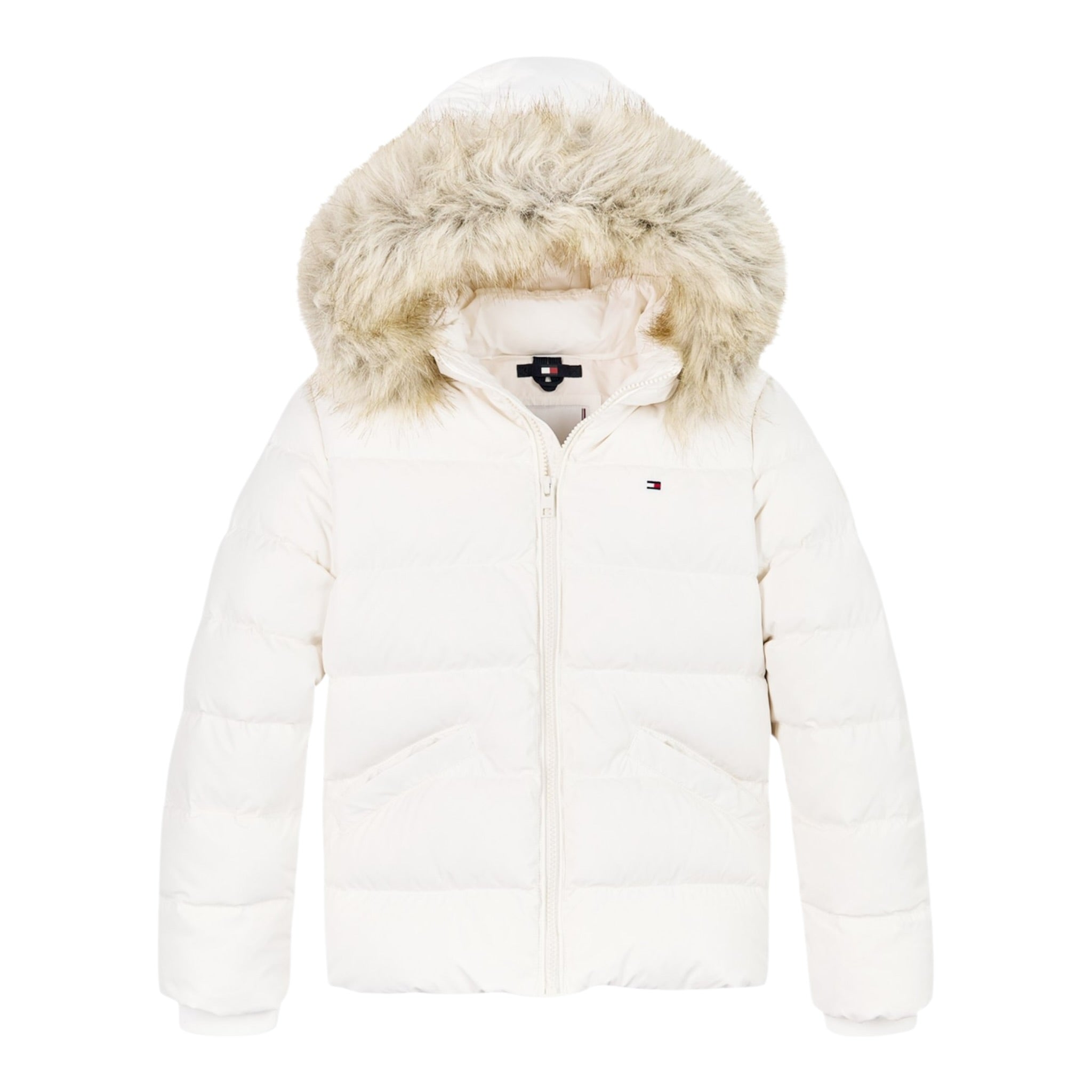 Tommy Hilfiger Giubbino tinta unita con Cappuccio Panna per Bambino KG0KG07399 PANNA TOMMY HILFIGER 
