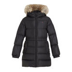 Tommy Hilfiger Giubbino tinta unita Modello Lungo con Zip E Cappuccio Nero per Bambina KG0KG07805 NERO TOMMY HILFIGER 