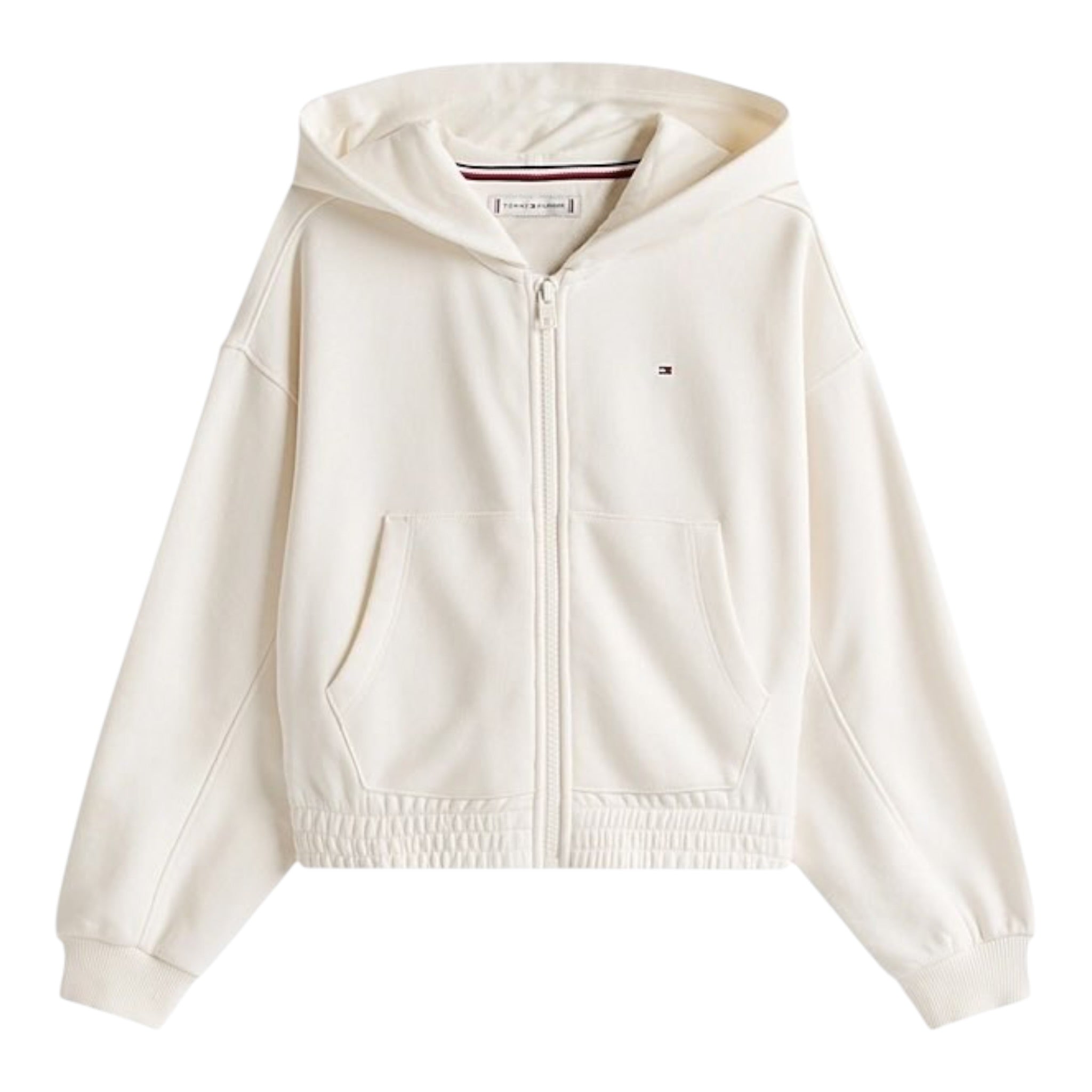 Tommy Hilfiger Felpa con Zip E Cappuccio tinta unita Panna per Bambina KG0KG08688 PANNA TOMMY HILFIGER 