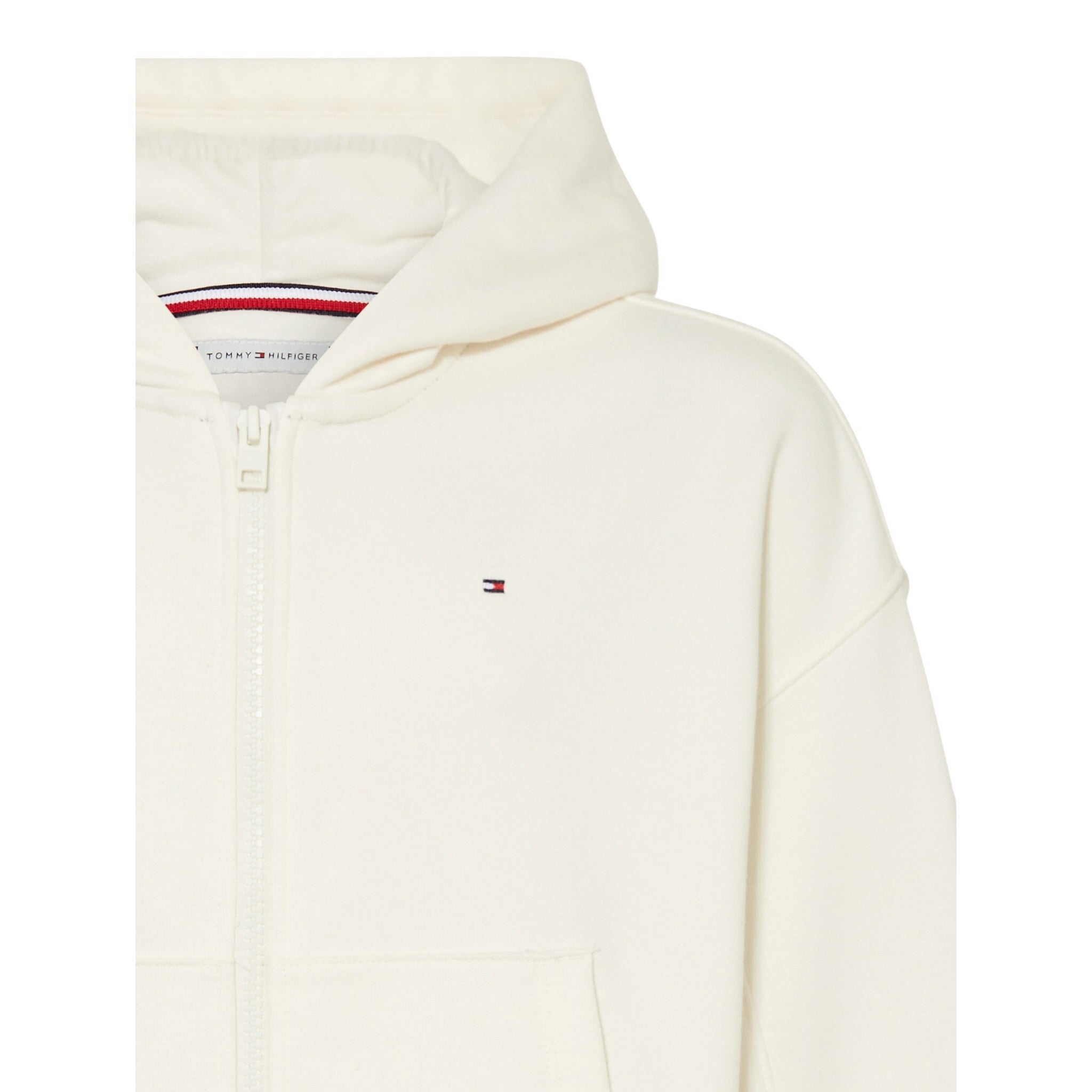 Tommy Hilfiger Felpa con Zip E Cappuccio tinta unita Panna per Bambina KG0KG08688 PANNA TOMMY HILFIGER 