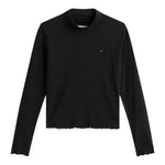 Tommy Hilfiger Shirt Collo Alto tinta unita Nero per Bambina KG0KG08802 NERO TOMMY HILFIGER 