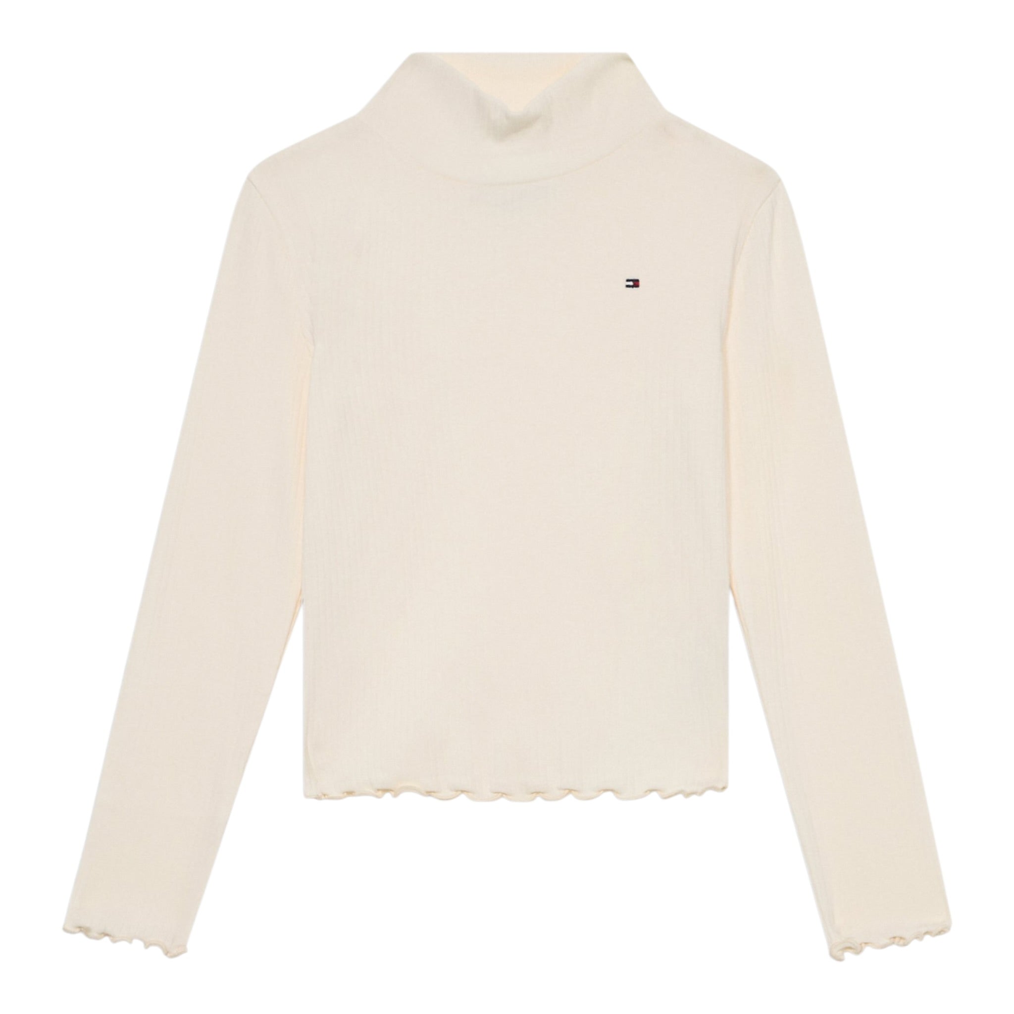 Tommy Hilfiger Shirt Collo Alto tinta unita Panna per Bambina KG0KG08802 PANNA TOMMY HILFIGER 