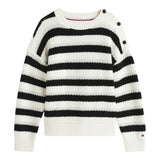 Tommy Hilfiger Maglia Girocollo Fantasia A Righe Panna/Nero per Bambina KG0KG08843 PANNA/NERO TOMMY HILFIGER 