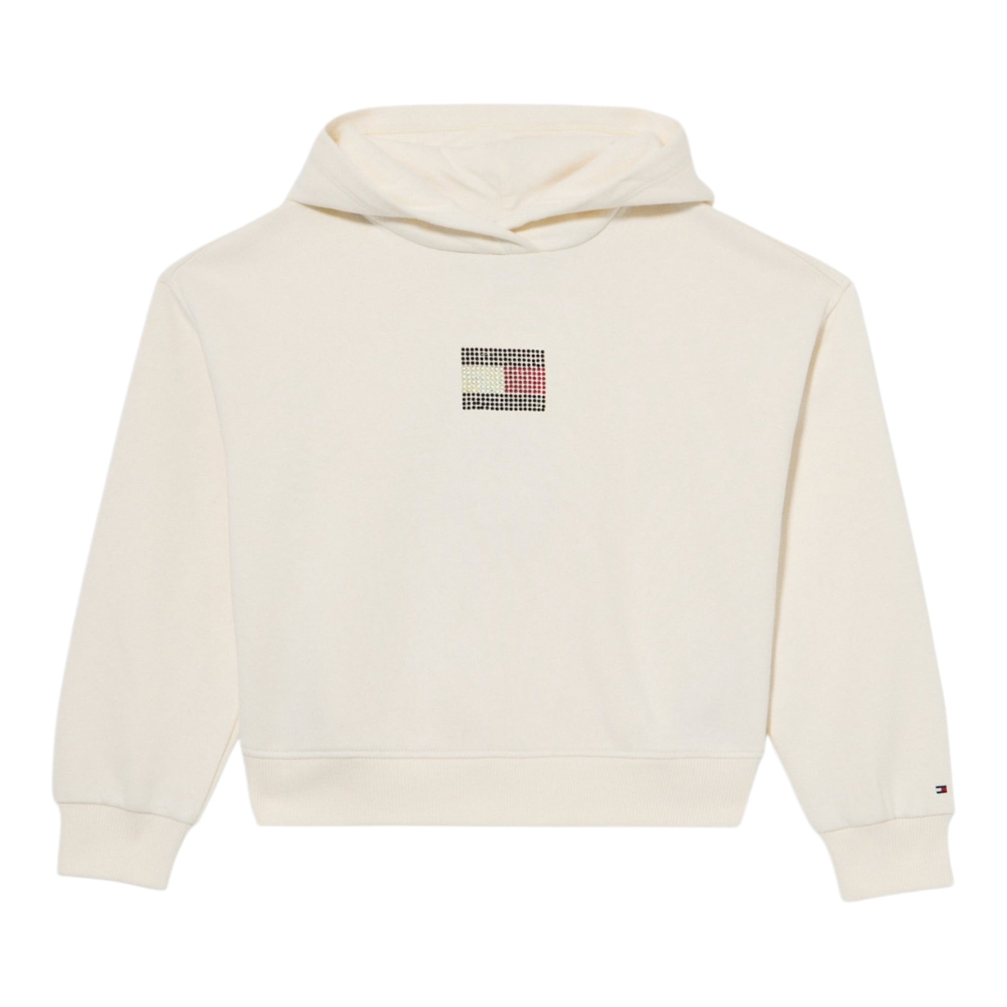 Tommy Hilfiger Felpa Chiusa Girocollo tinta unita con Logo Panna per Bambina KG0KG09016 PANNA TOMMY HILFIGER 