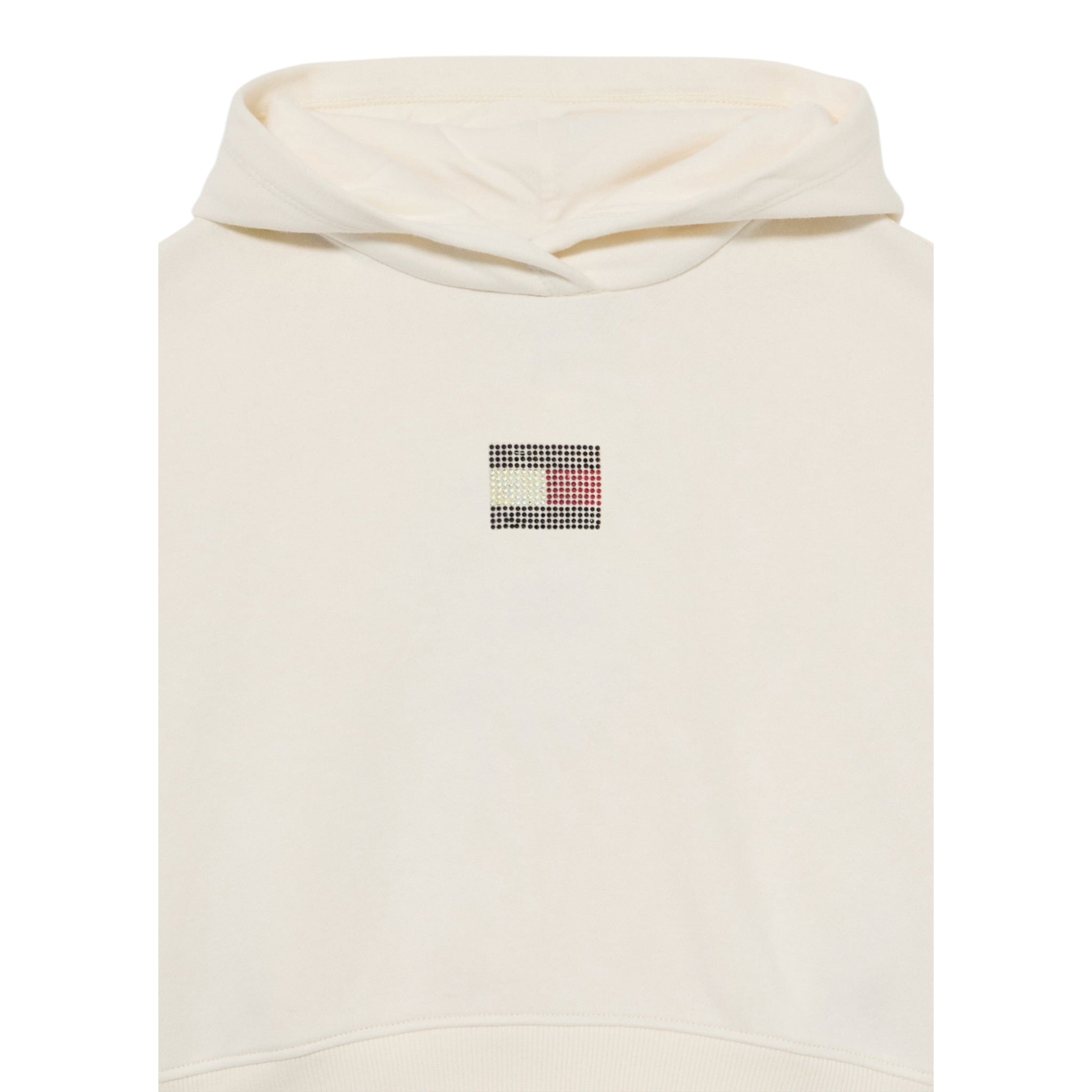 Tommy Hilfiger Felpa Chiusa Girocollo tinta unita con Logo Panna per Bambina KG0KG09016 PANNA TOMMY HILFIGER 