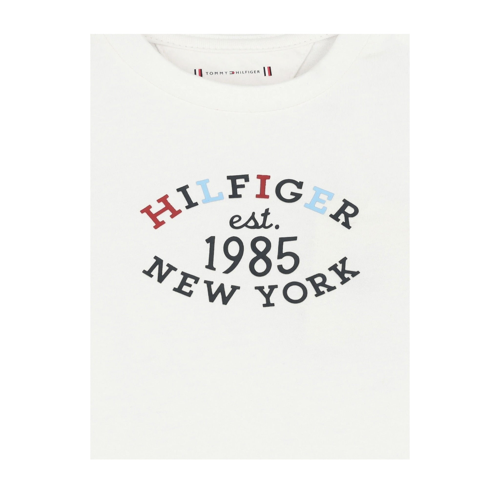 Tommy Hilfiger Shirt Girocollo tinta unita con Logo Bianco per Neonato KN0KN01857 BIANCO TOMMY HILFIGER 