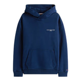 Tommy Hilfiger Felpa tinta unita con Stampa E Cappuccio Blu per Bambino KS0KS00595 BLU TOMMY HILFIGER 