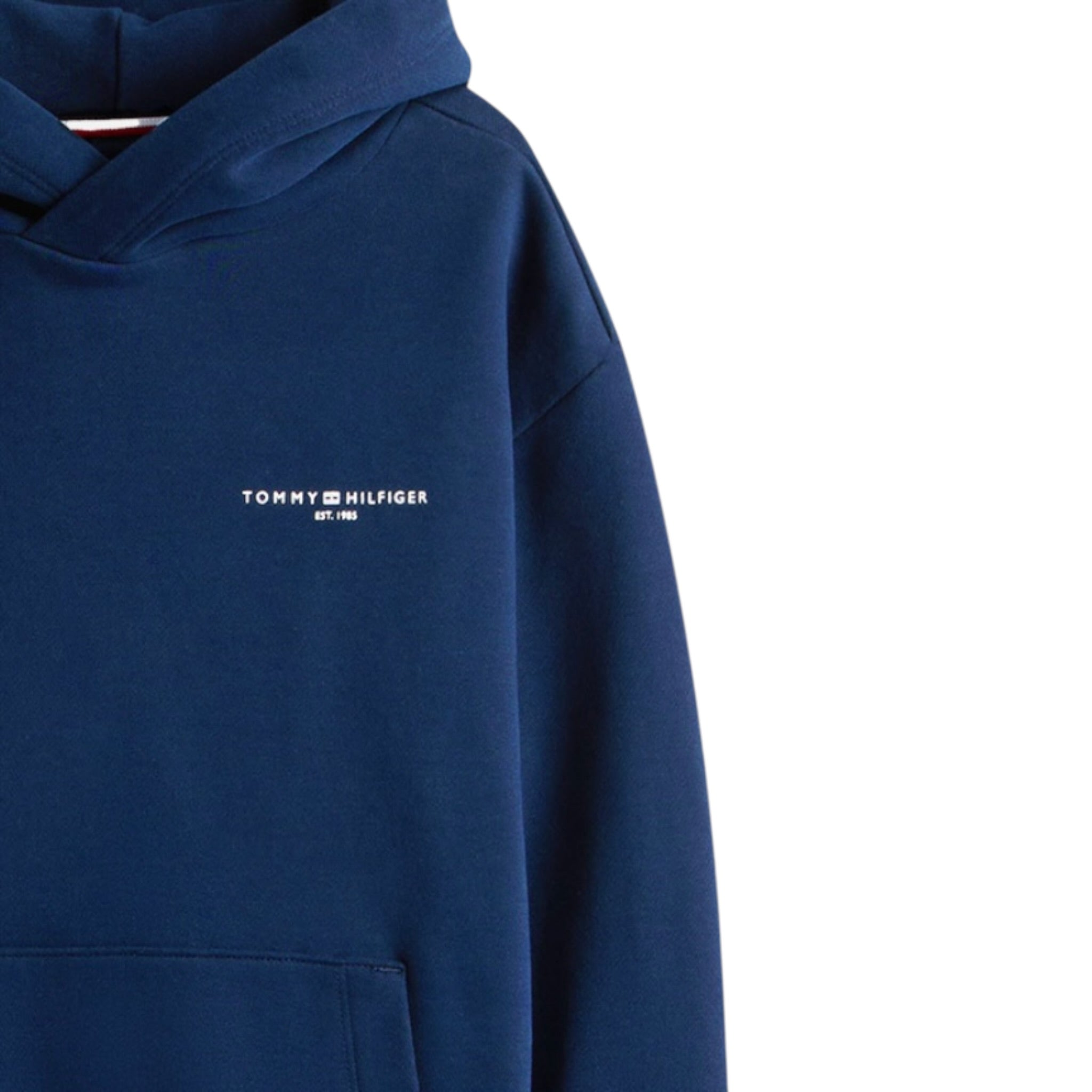 Tommy Hilfiger Felpa tinta unita con Stampa E Cappuccio Blu per Bambino KS0KS00595 BLU TOMMY HILFIGER 