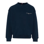 Tommy Hilfiger Felpa tinta unita Girocollo con Stampa Blu per Bambino KS0KS00640 BLU TOMMY HILFIGER 