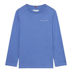 Tommy Hilfiger Shirt Girocollo tinta unita Celeste per Bambino KS0KS00655 CELESTE TOMMY HILFIGER 