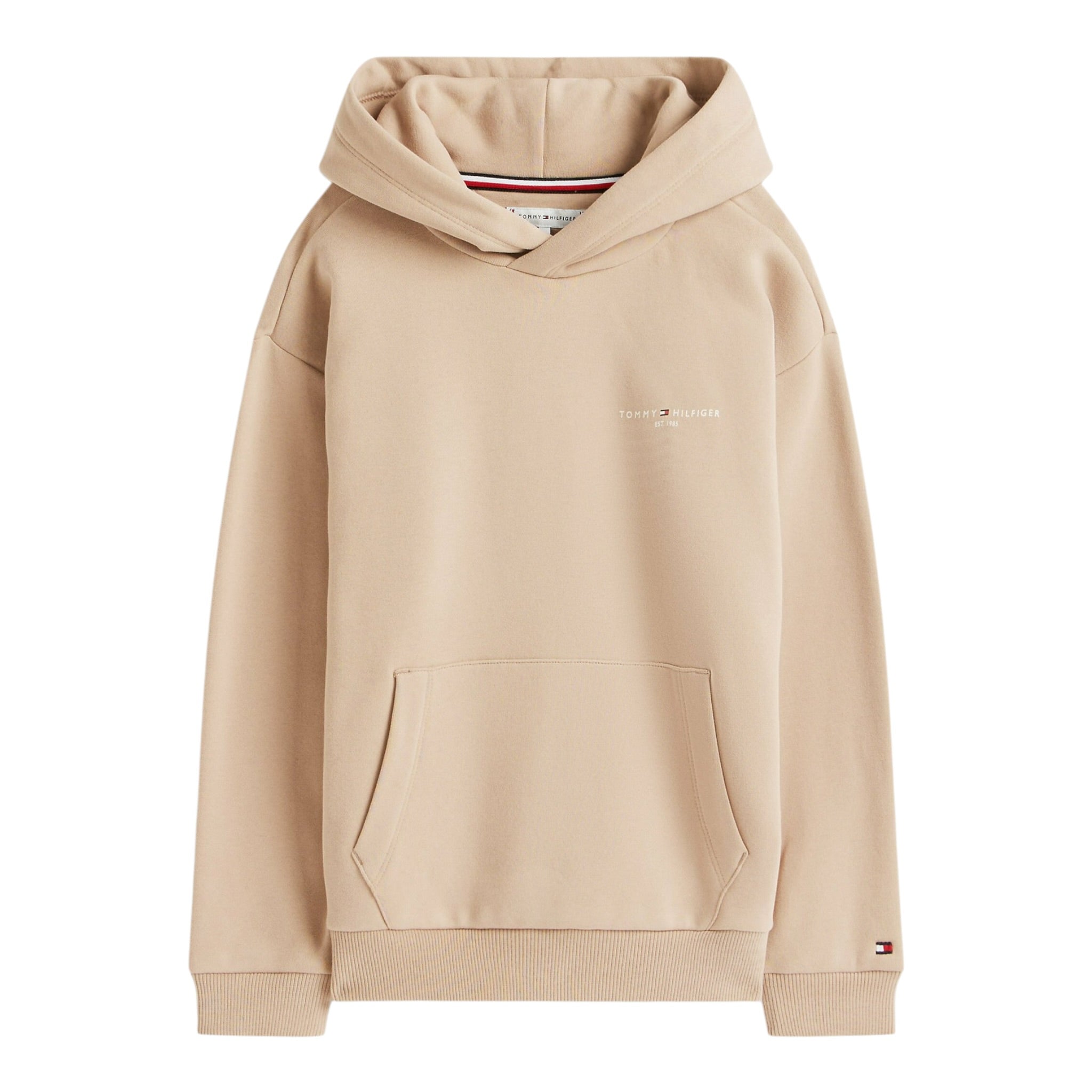 Tommy Hilfiger Felpa Chiusa con Cappuccio tinta unita Beige per Bambino KS0KS00660 BEIGE TOMMY HILFIGER 