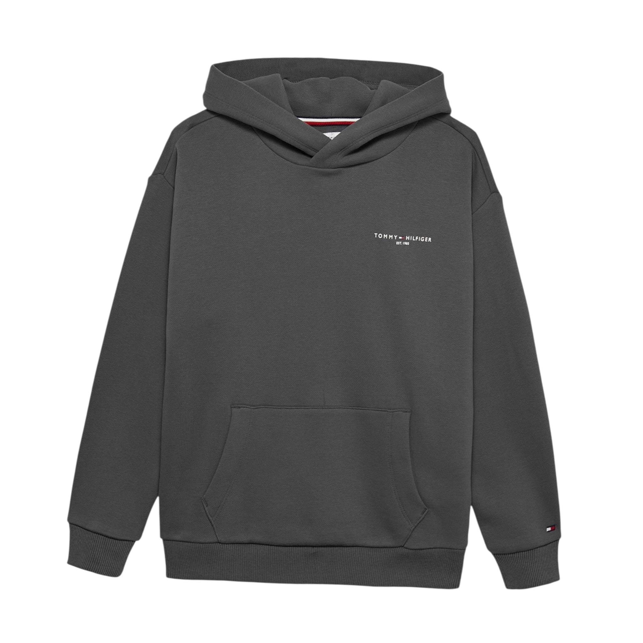 Tommy Hilfiger Felpa Chiusa con Cappuccio tinta unita Grigio per Bambino KS0KS00660X GRIGIO TOMMY HILFIGER 