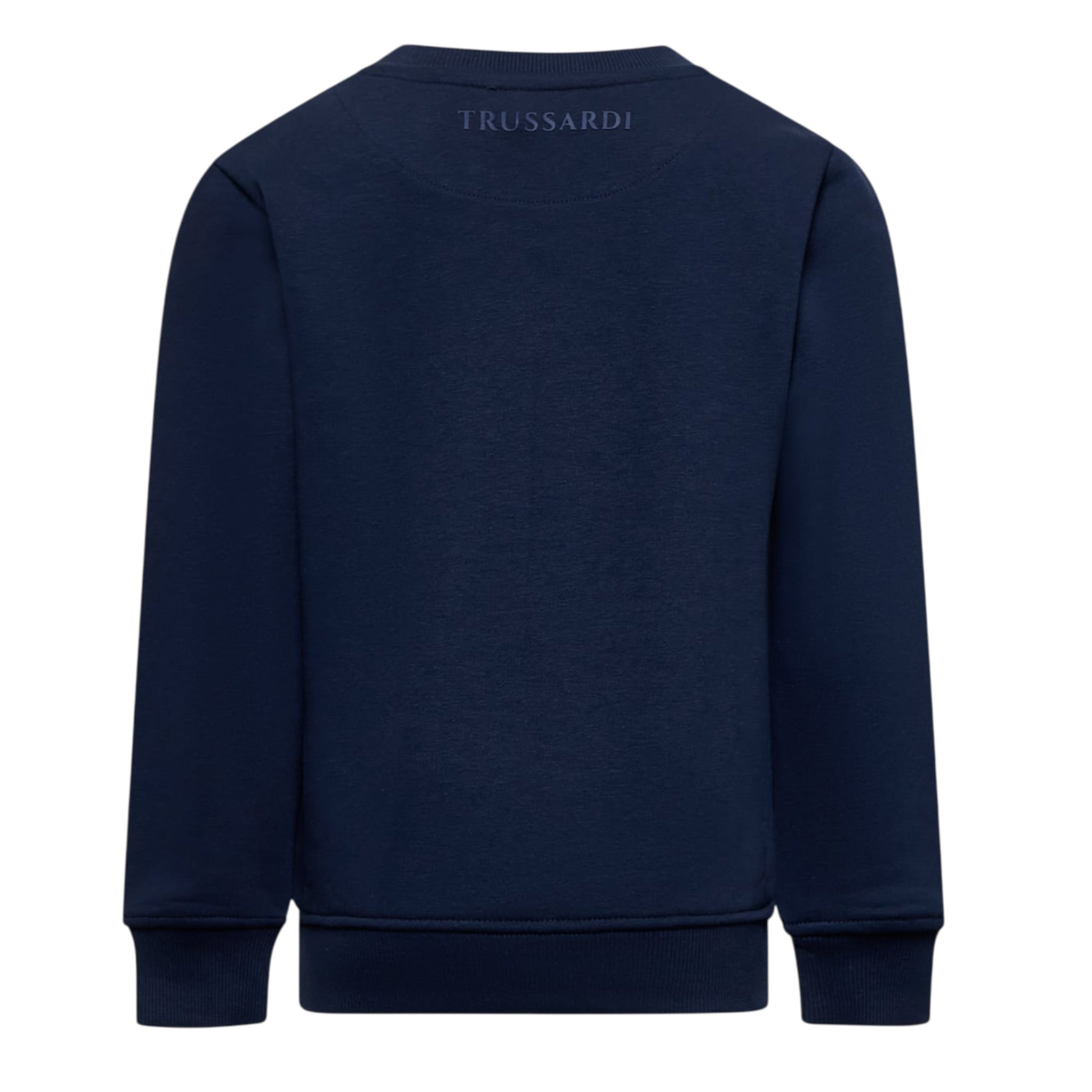 Trussardi Felpa tinta unita Girocollo con Logo Blu per Bambino TBA25004FEX BLU TRUSSARDI 