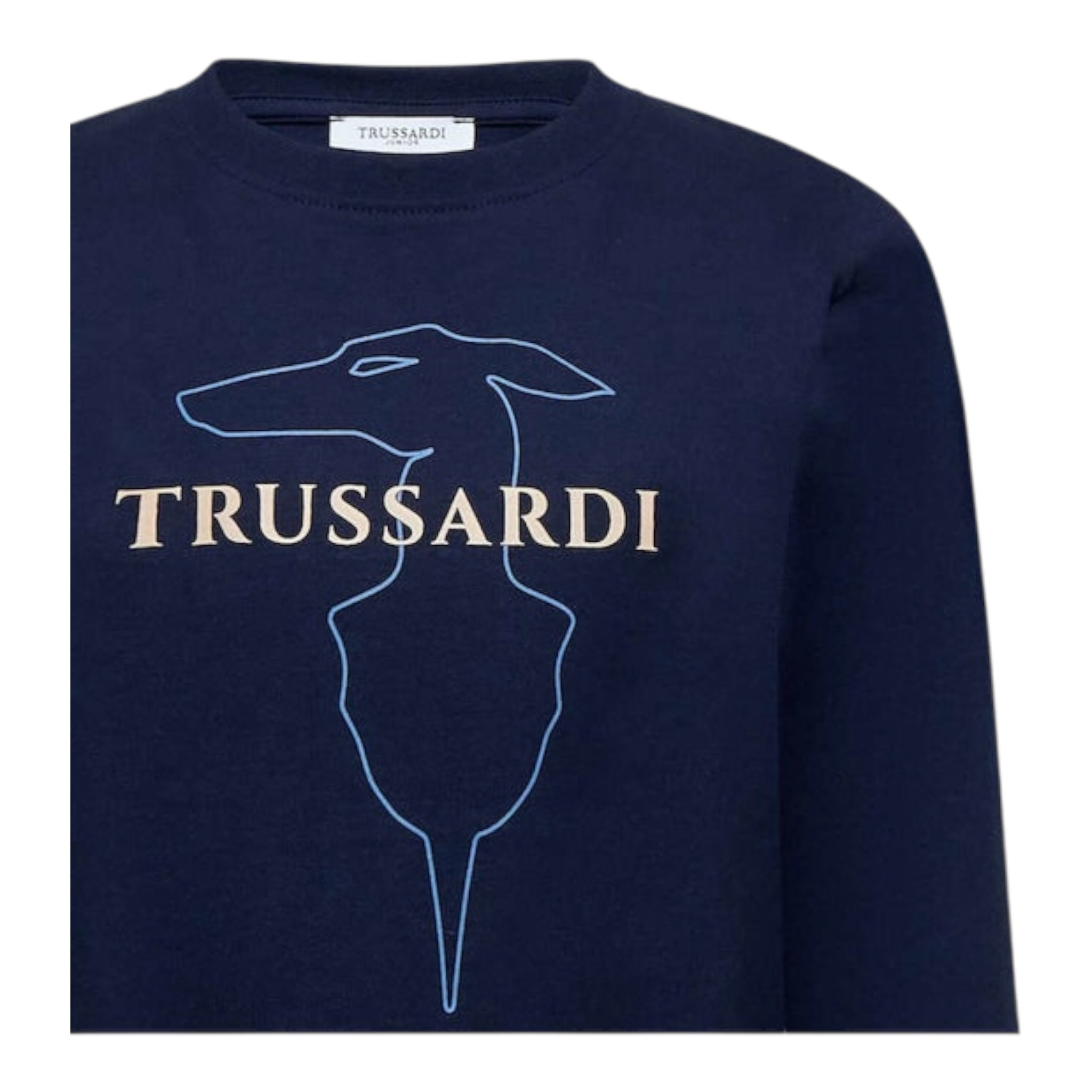Trussardi Shirt tinta unita con Stampa Blu per Bambino TBA25015TS BLU TRUSSARDI 