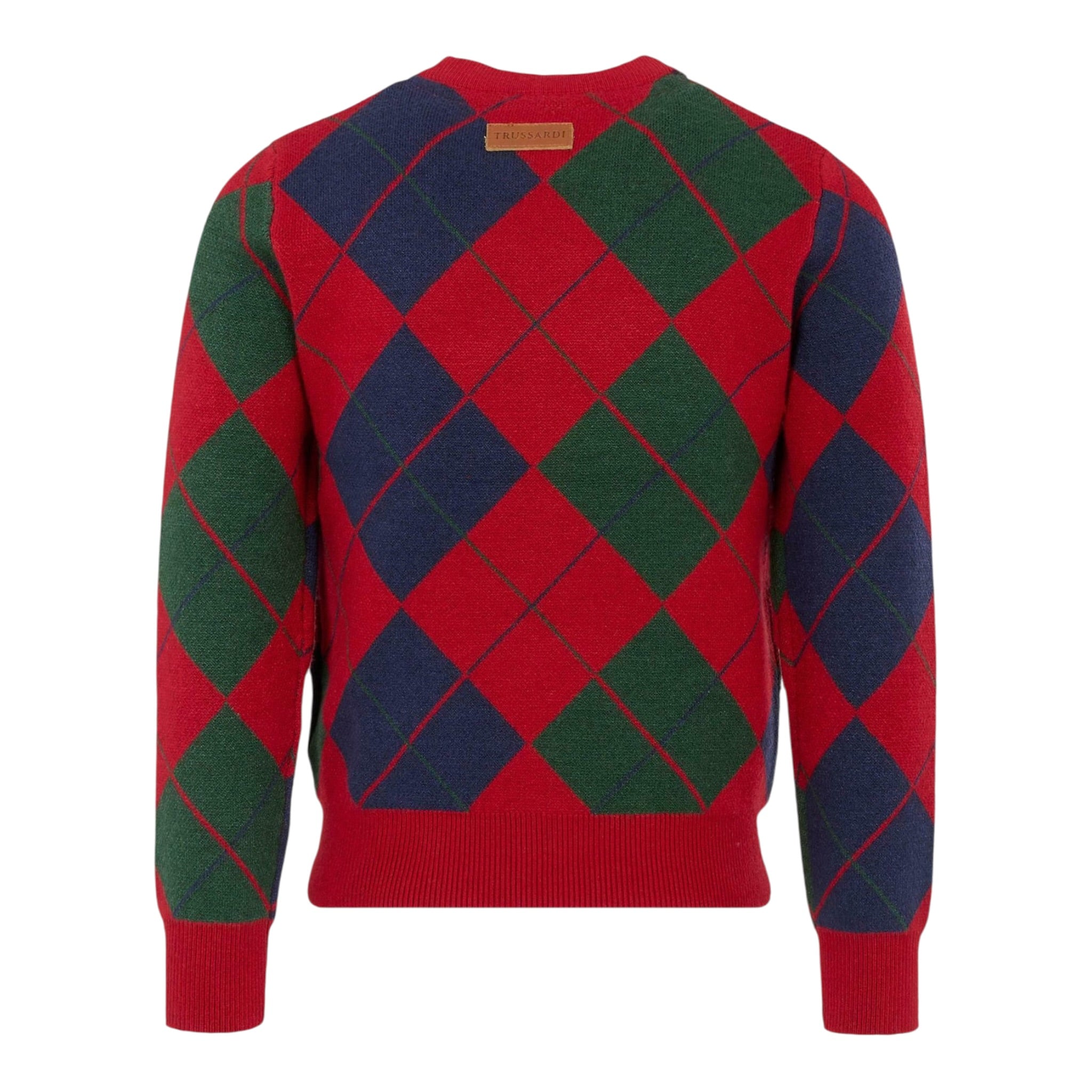 Trussardi Maglia Bicolore con Fantasia Rombi Rosso per Bambino TBA25062MA ROSSO TRUSSARDI 