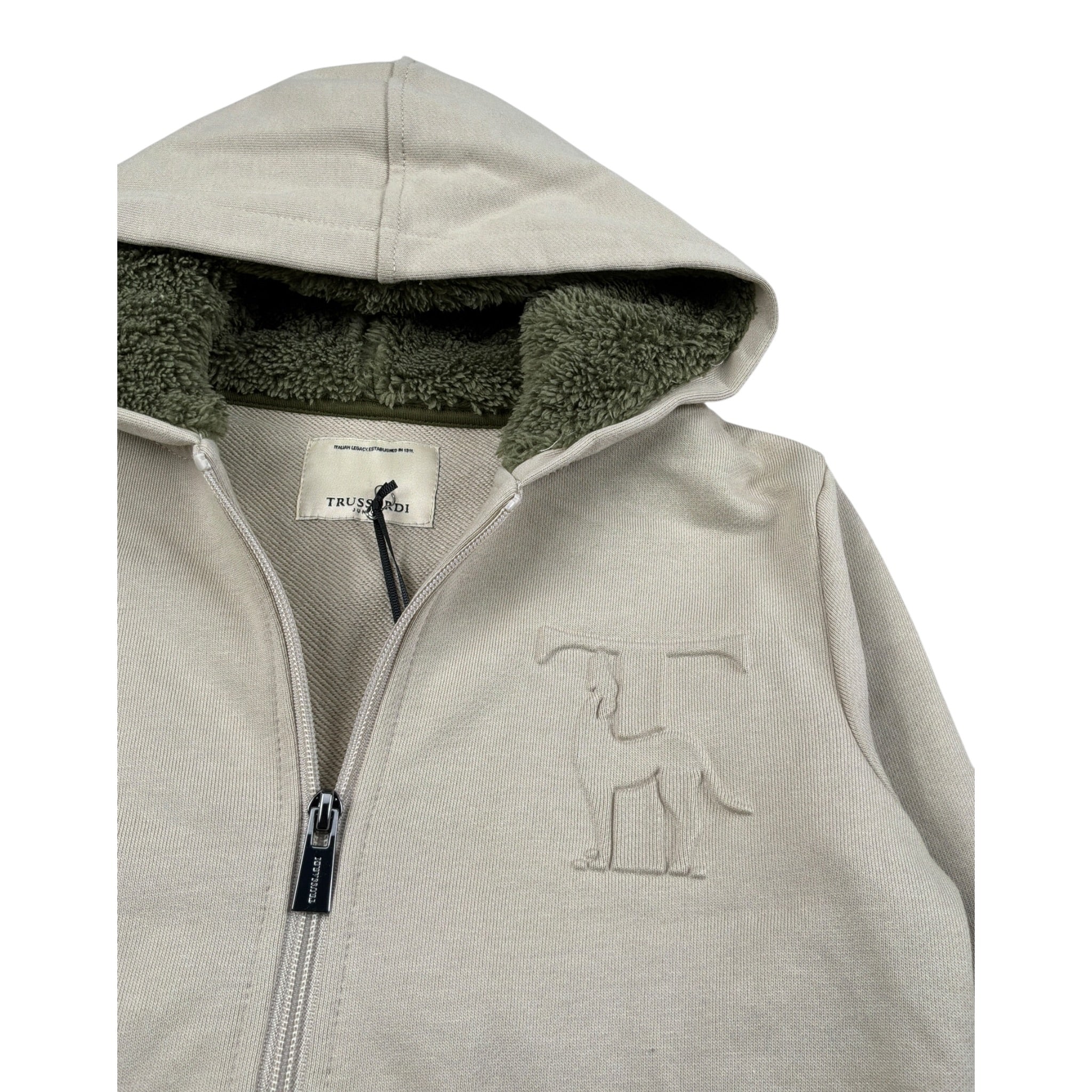 Trussardi Felpa con Zip E Cappuccio tinta unita Beige per Bambino TBA26037FE BEIGE TRUSSARDI 