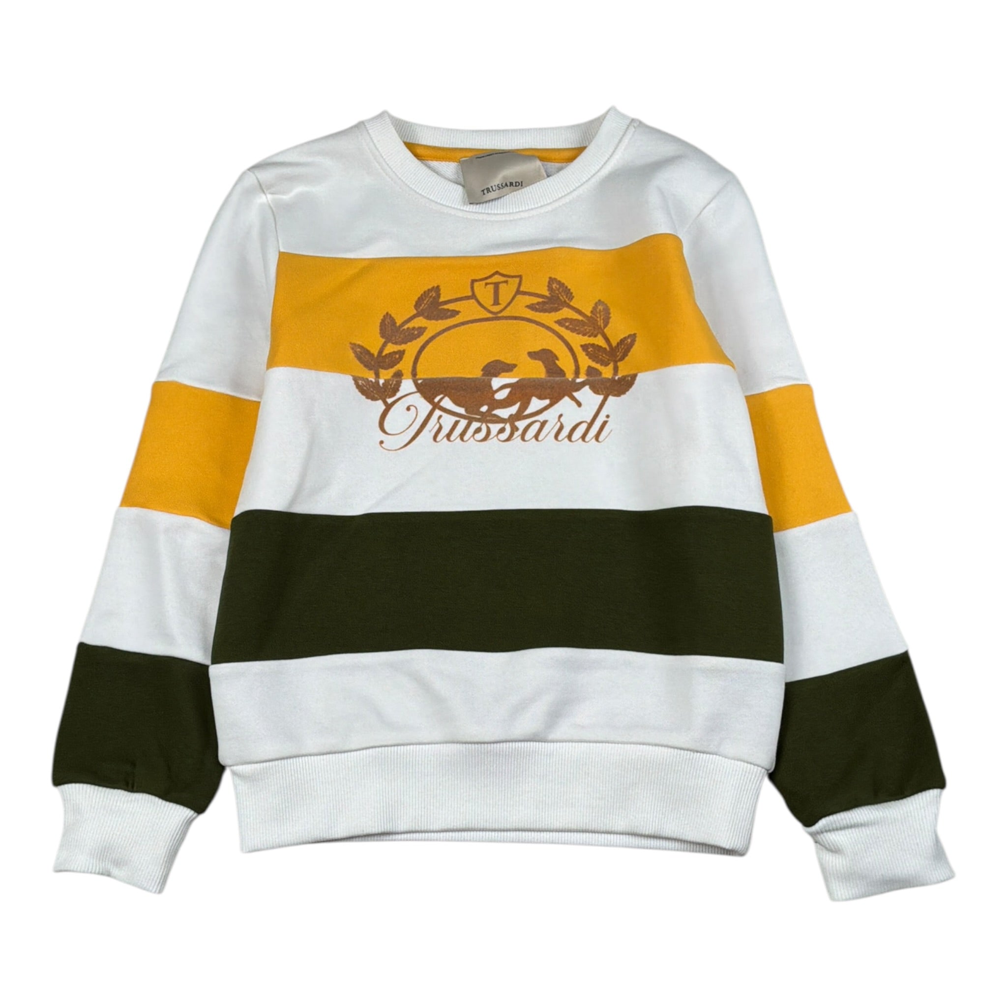 Trussardi Felpa tinta unita con Fantasia A Righe Bianco per Bambino TBA26050FE BIANCO TRUSSARDI 