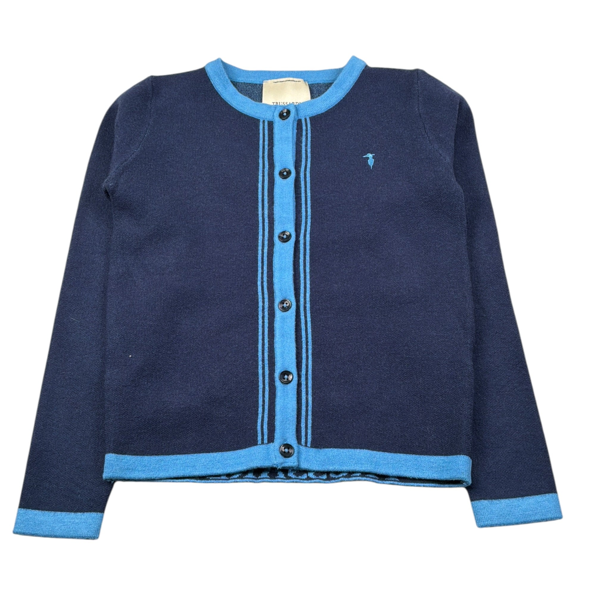 Trussardi Cardigan tinta unita con Logo Blu per Bambina TGA26003CD BLU TRUSSARDI 