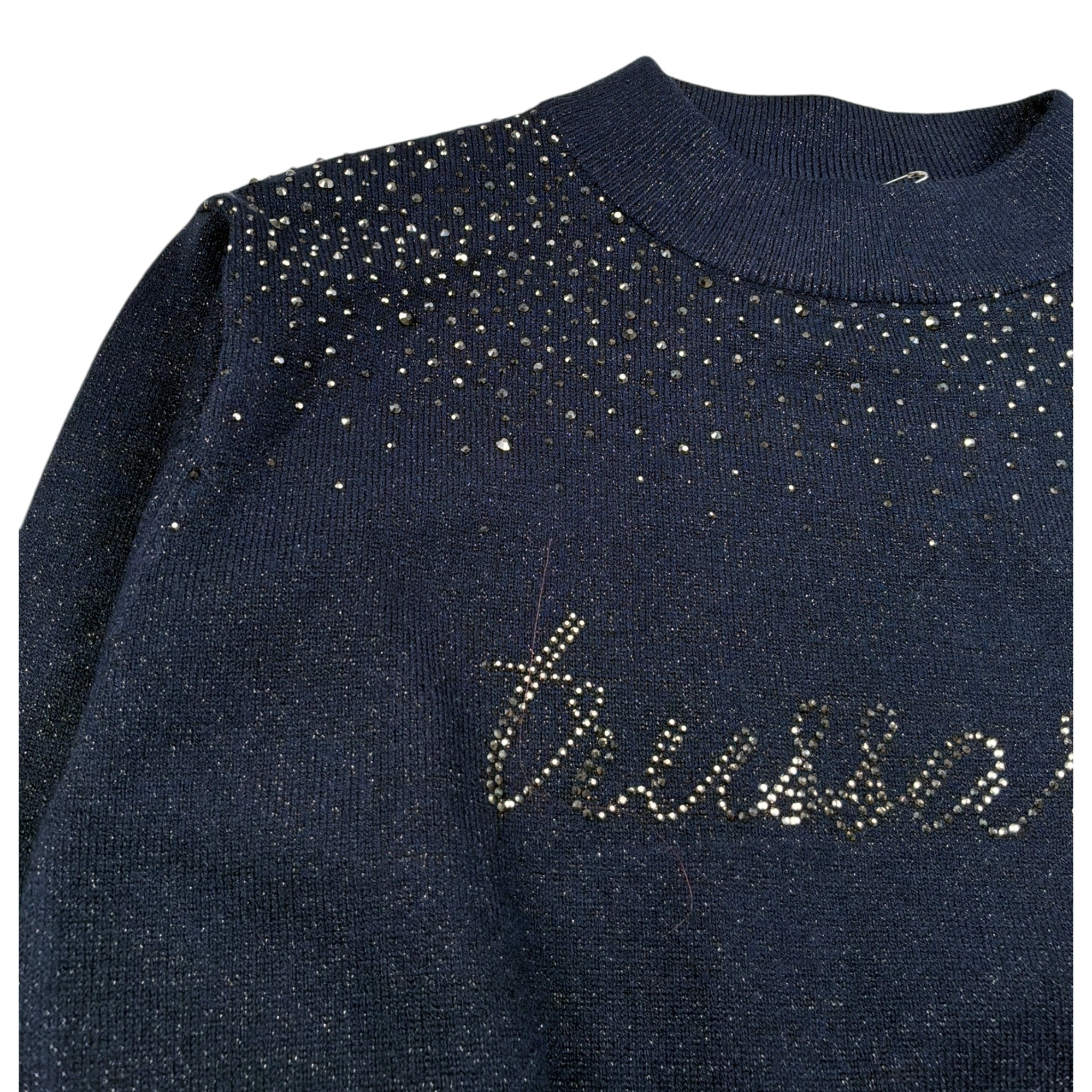 Trussardi Maglia Girocollo tinta unita con Brillantini Blu per Bambina TGA26020MA BLU TRUSSARDI 