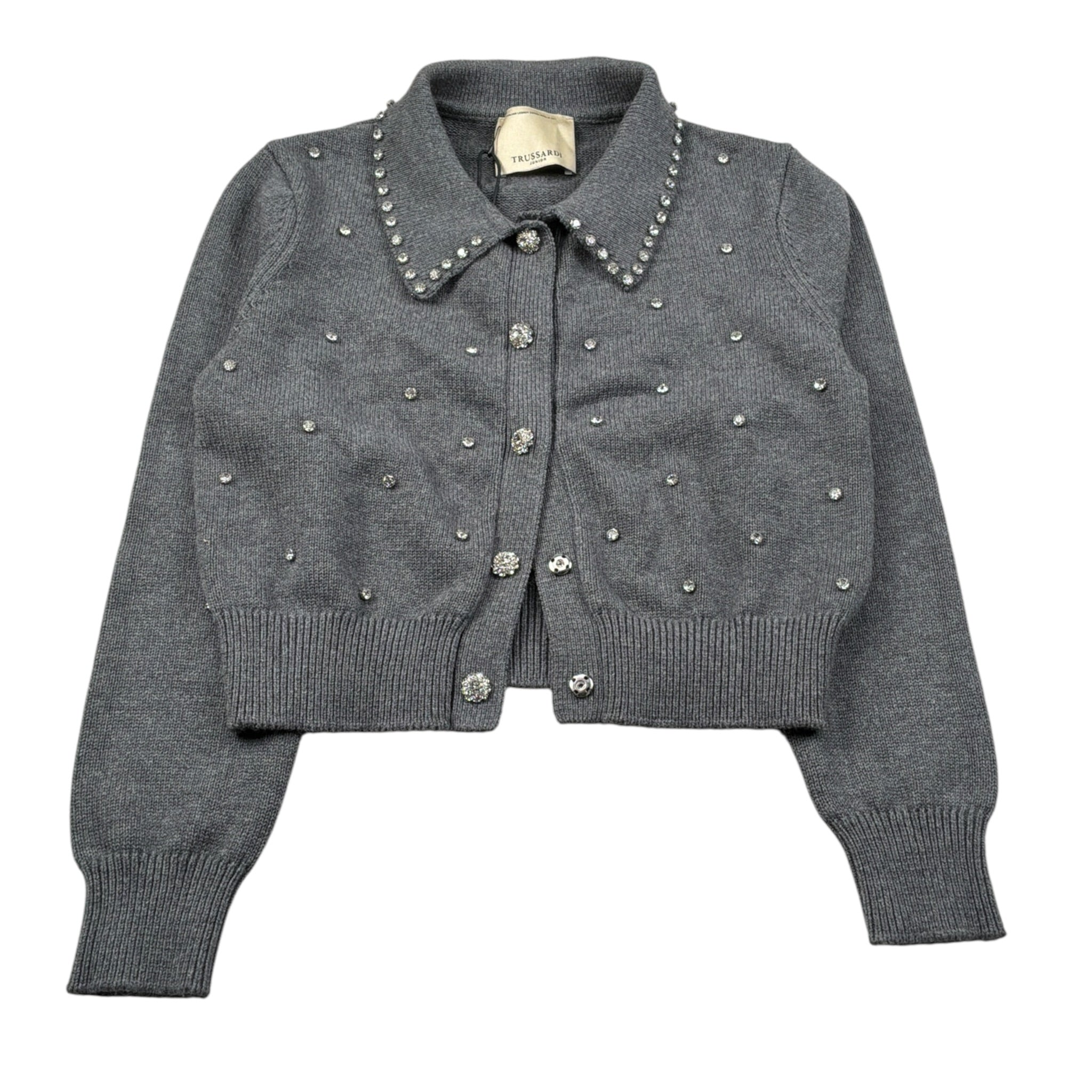 Trussardi Cardigan tinta unita con Applicazioni Grigio per Bambina TGA26056CD GRIGIO TRUSSARDI 