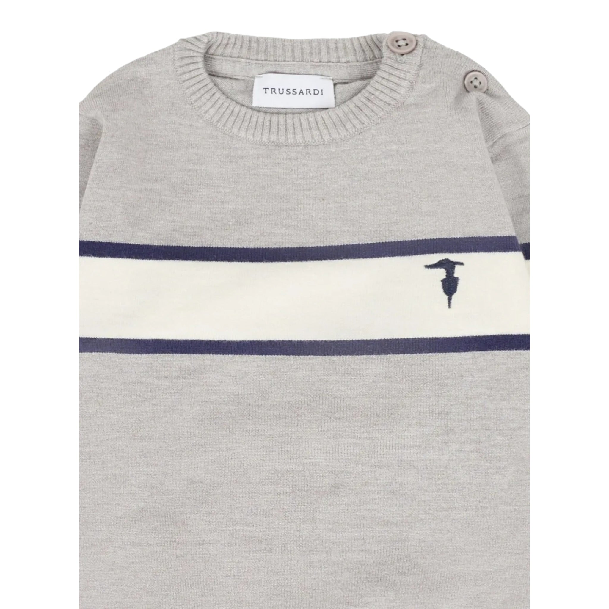 Trussardi Maglia Tricolore con Fantasia A Righe Grigio per Neonato TIA25030MA GRIGIO TRUSSARDI 