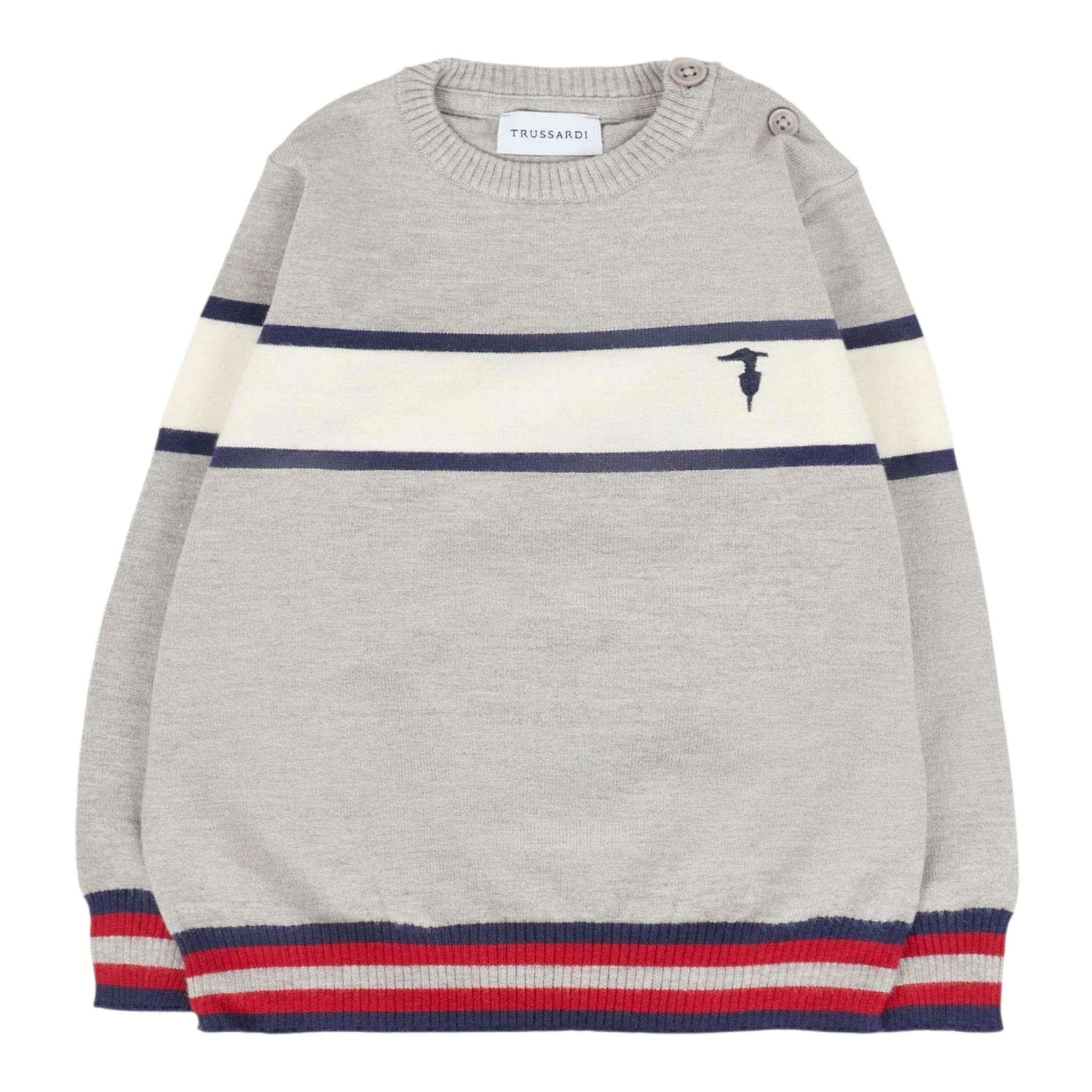 Trussardi Maglia Tricolore con Fantasia A Righe Grigio per Neonato TIA25030MAX GRIGIO TRUSSARDI 