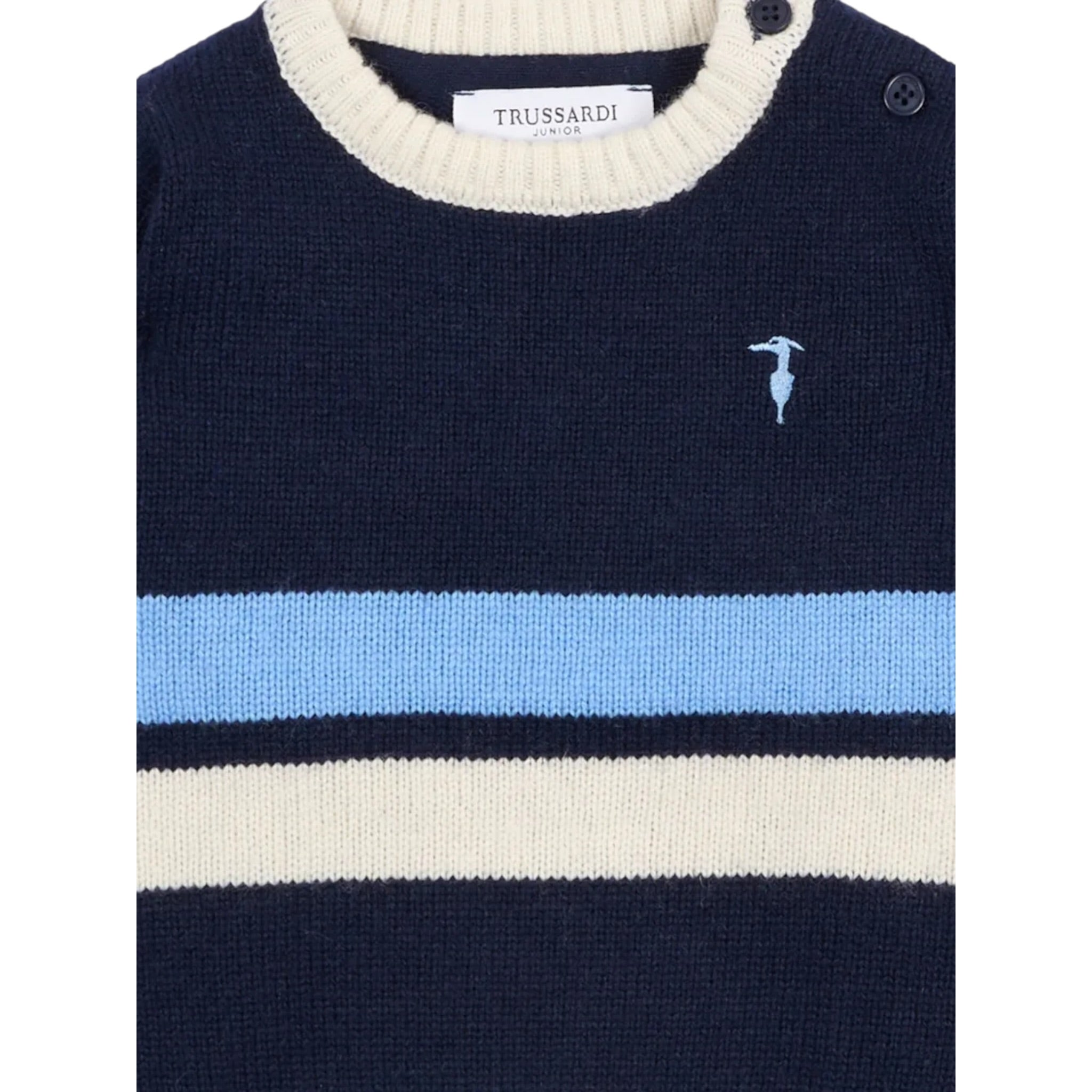 Trussardi Maglia Tricolore con Fantasia A Righe Blu per Neonato TIA25114MA BLU TRUSSARDI 