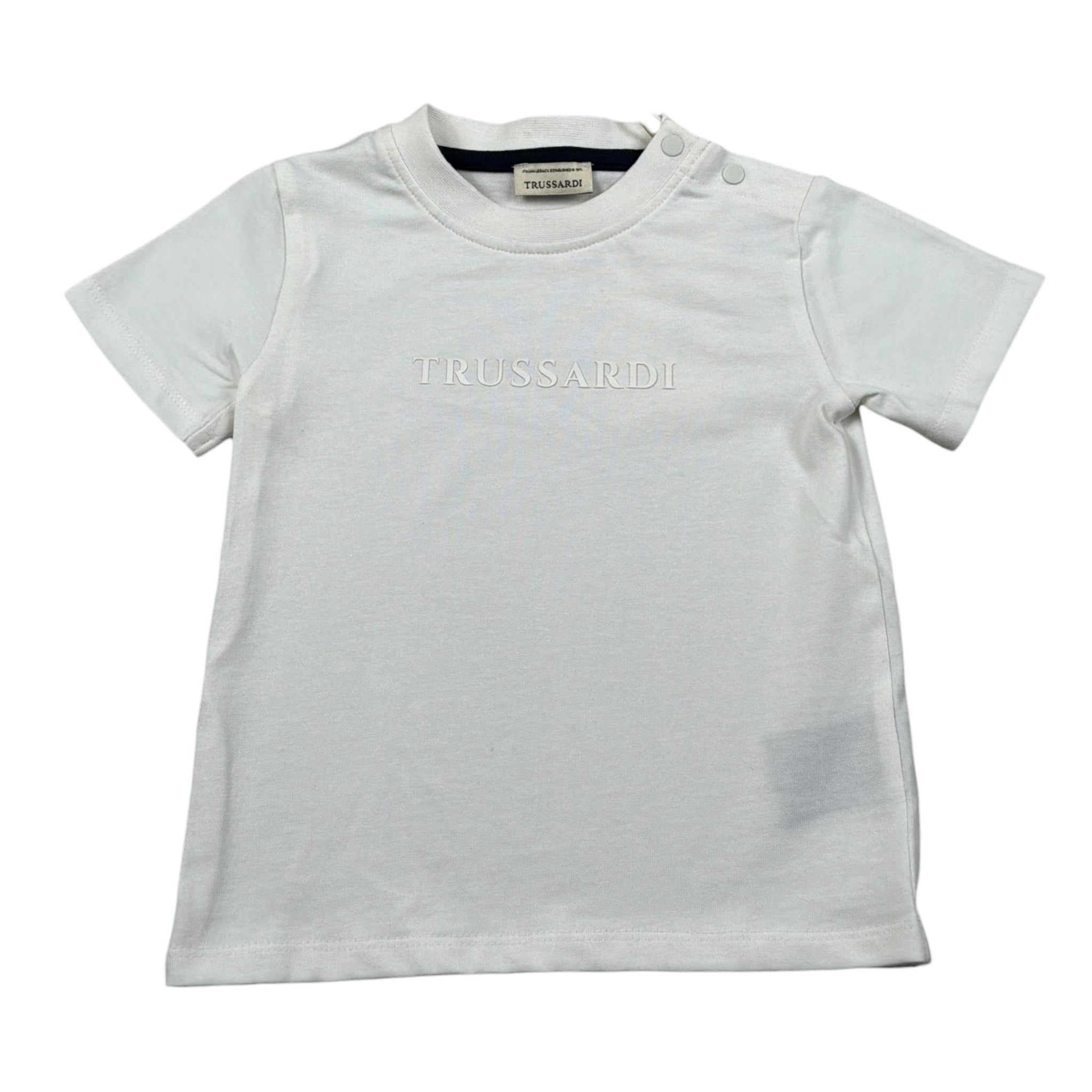 Trussardi T-Shirt Girocollo Tinta Uita con Logo Bianco per Neonato TIA26008TS BIANCO TRUSSARDI 