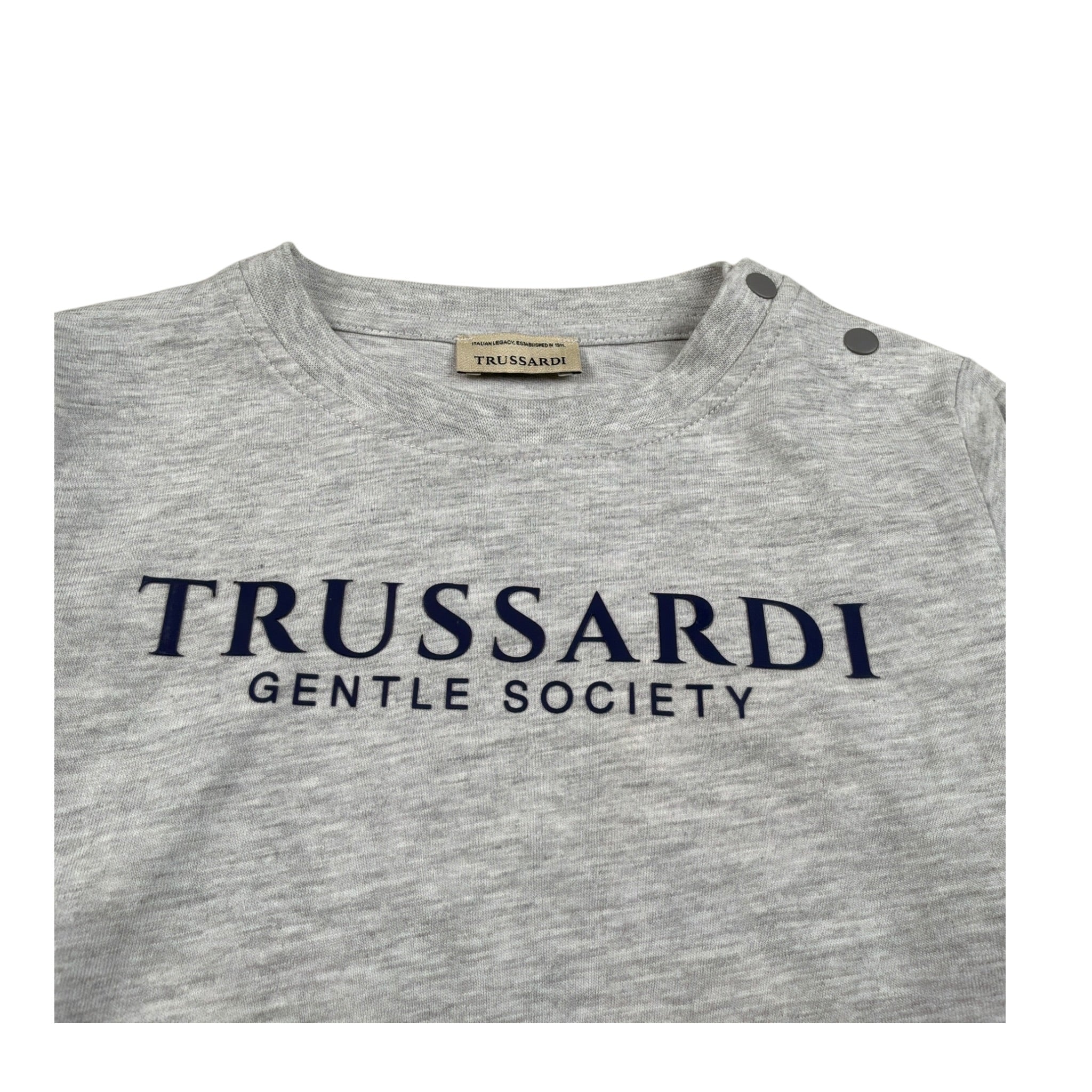 Trussardi Shirt Girocollo tinta unita con Logo Grigio per Neonato TIA26041TS GRIGIO TRUSSARDI 