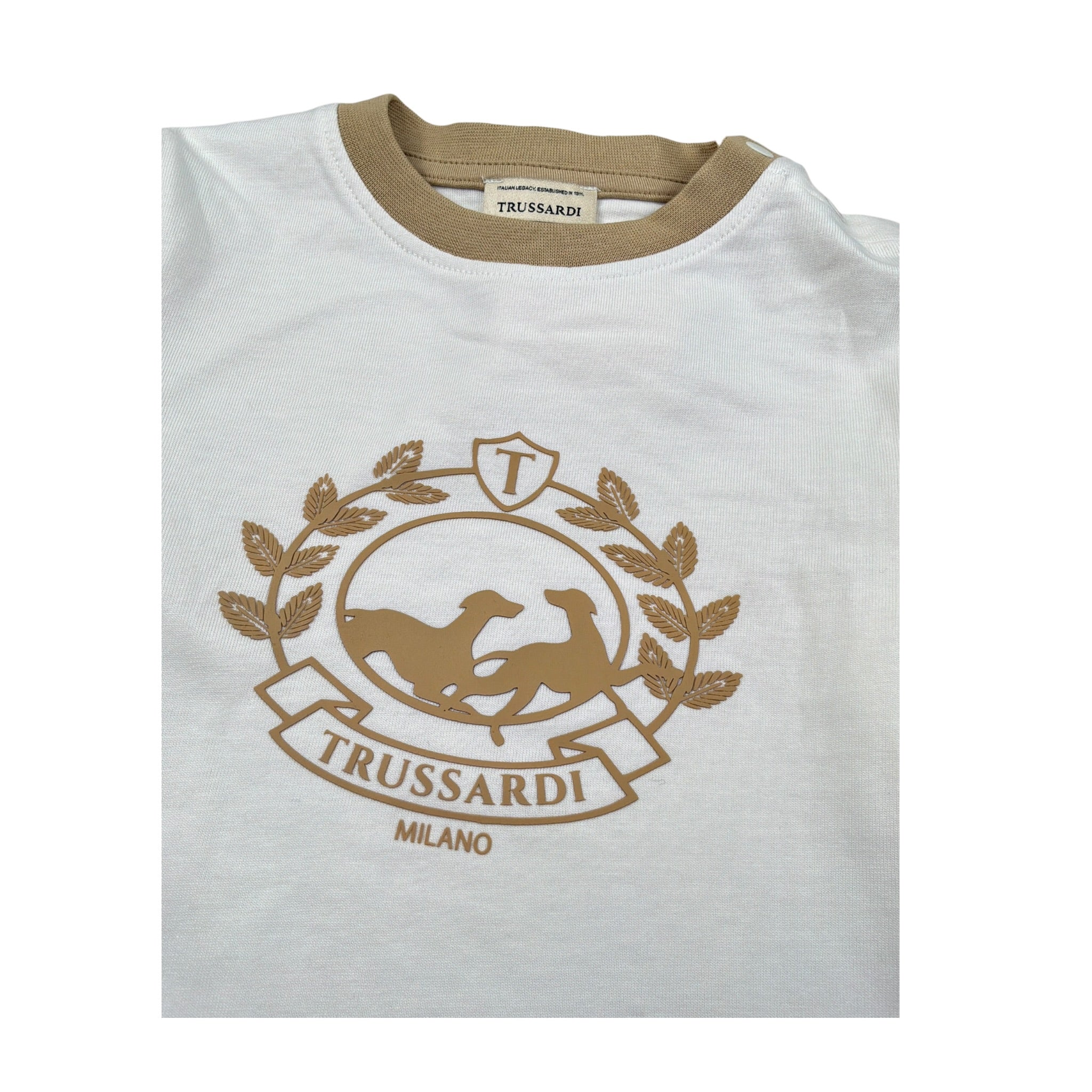 Trussardi Shirt Girocollo tinta unita con Logo Panna per Neonato TIA26122TS PANNA TRUSSARDI 