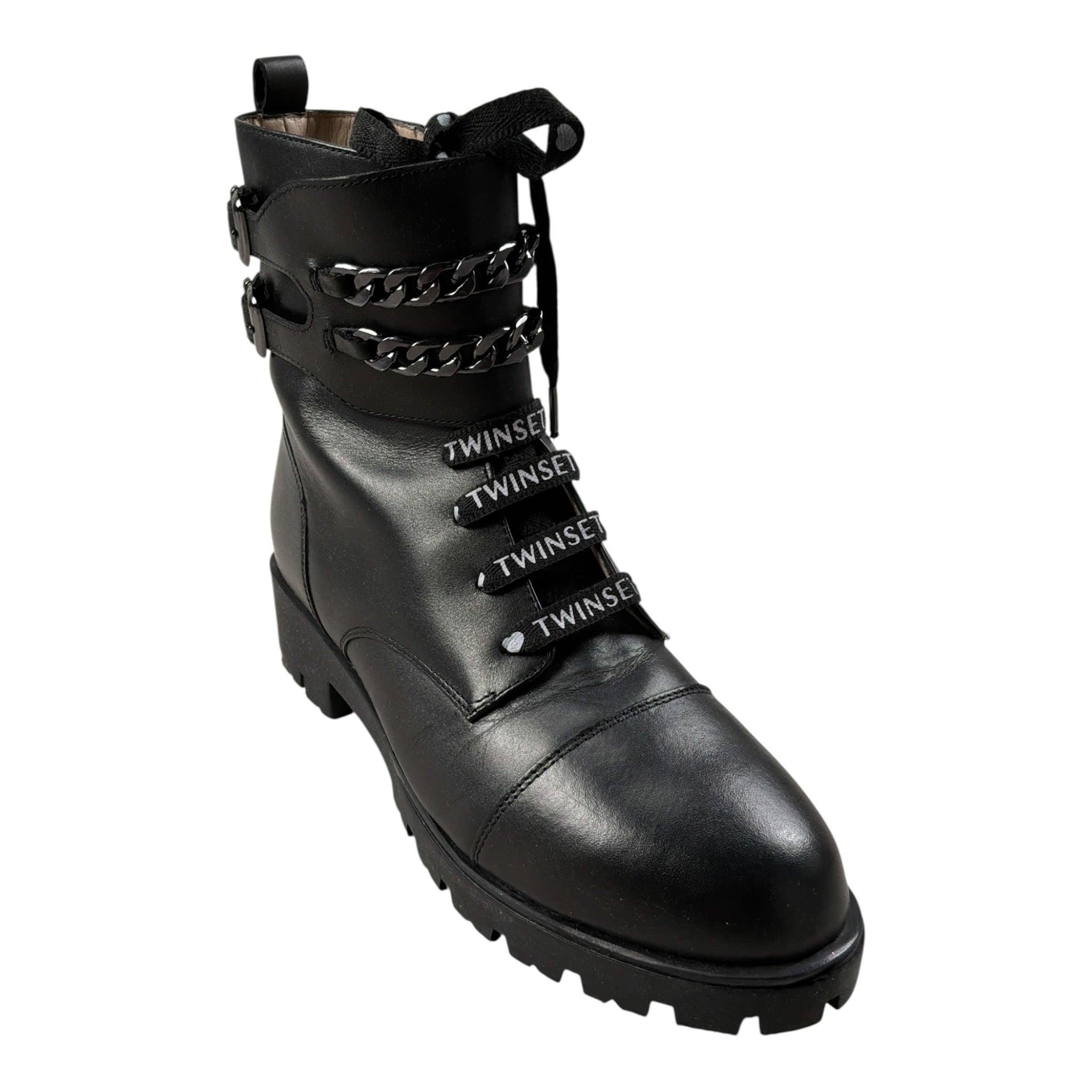 Twinset Stivali tinta unita con Lacci Nero per Bambina 212GCJ132 NERO TWINSET 