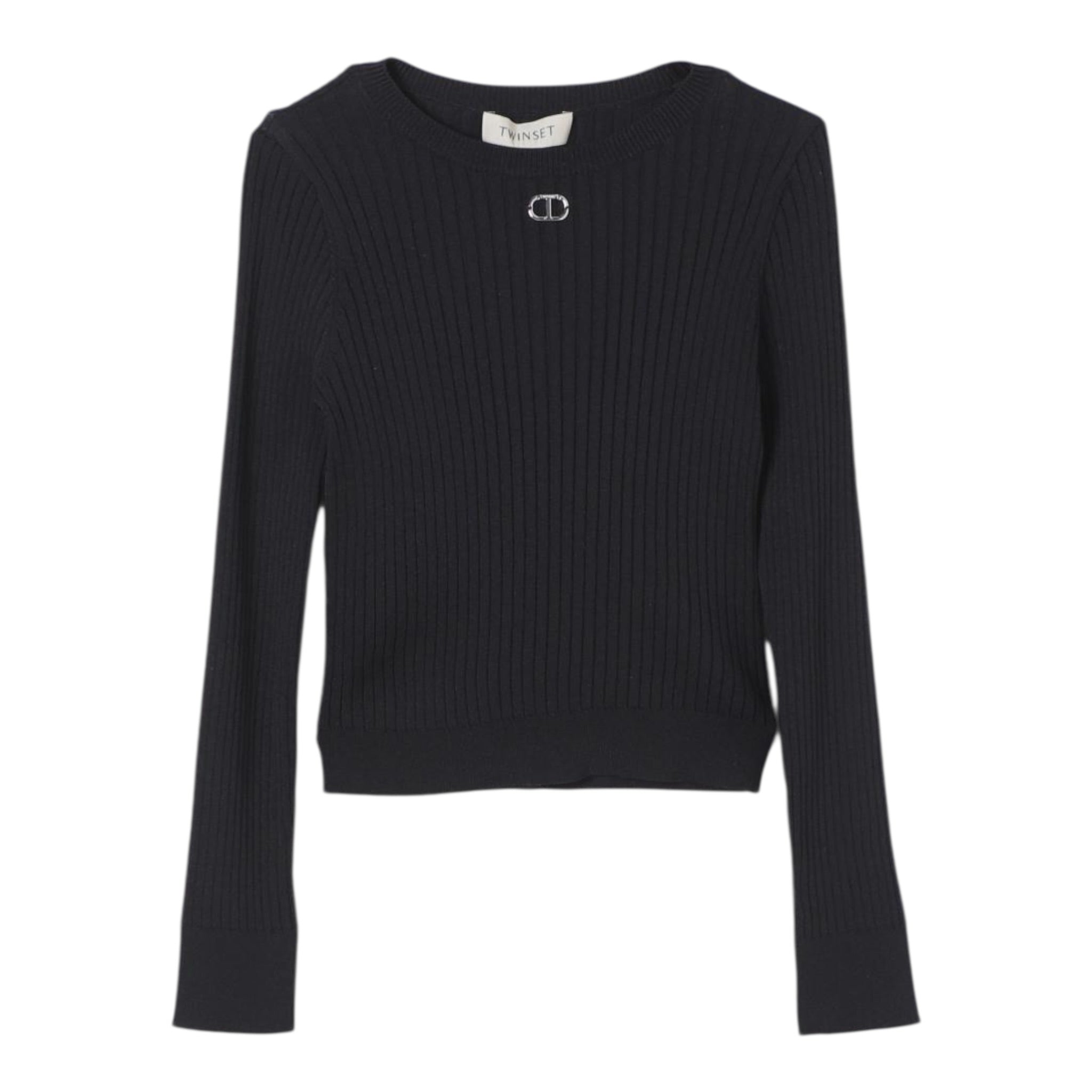 Twinset Maglia tinta unita A Costine Nero per Bambina 241GJ3034 NERO TWINSET 
