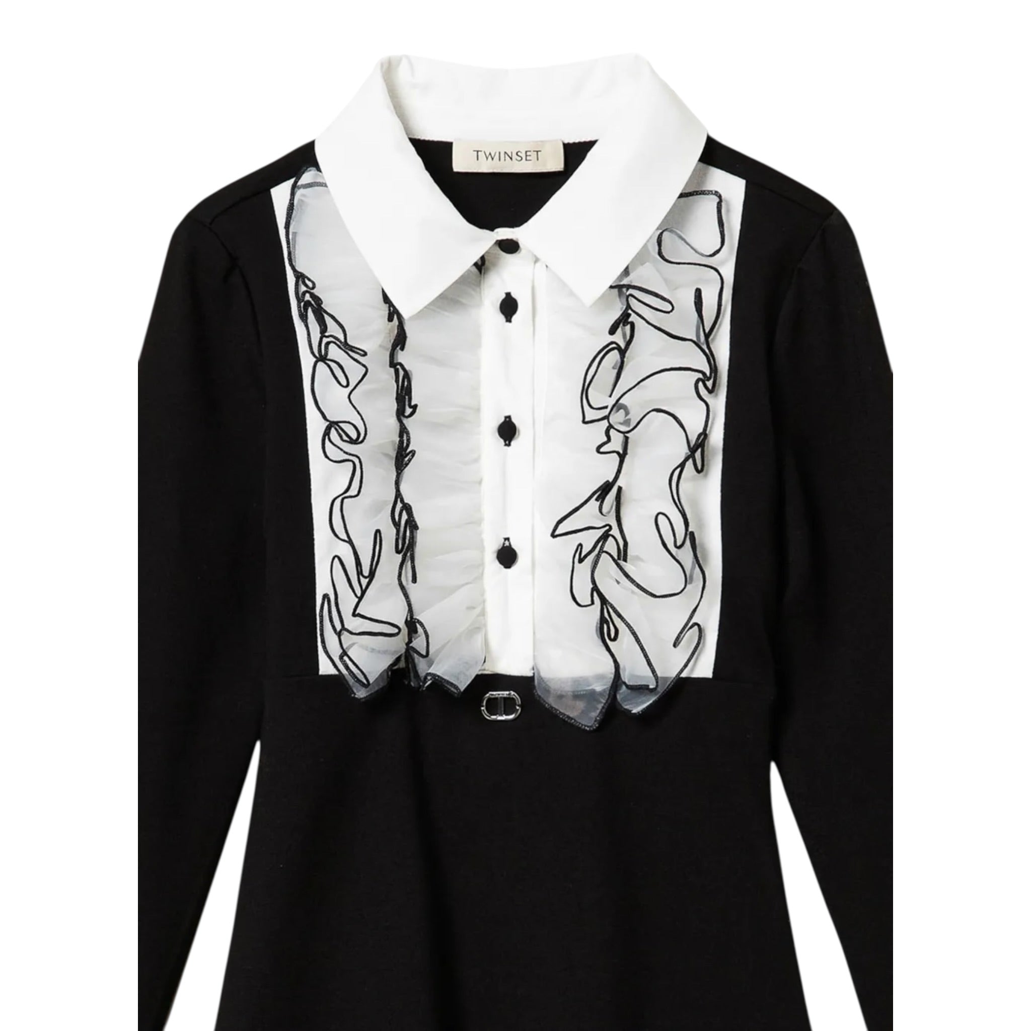 Twinset Abito Manica Lunga tinta unita Nero per Bambina 242GJ204 NERO TWINSET 