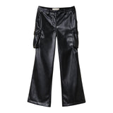 Twinset Pantalone tinta unita In Ecopelle Nero per Bambina 242GJ2154 NERO TWINSET 