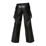Twinset Pantalone tinta unita In Ecopelle Nero per Bambina 242GJ2154 NERO TWINSET 