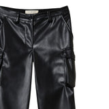 Twinset Pantalone tinta unita In Ecopelle Nero per Bambina 242GJ2154 NERO TWINSET 