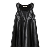 Twinset Abito Giromanica tinta unita In Ecopelle Nero per Bambina 242GJ2155 NERO TWINSET 