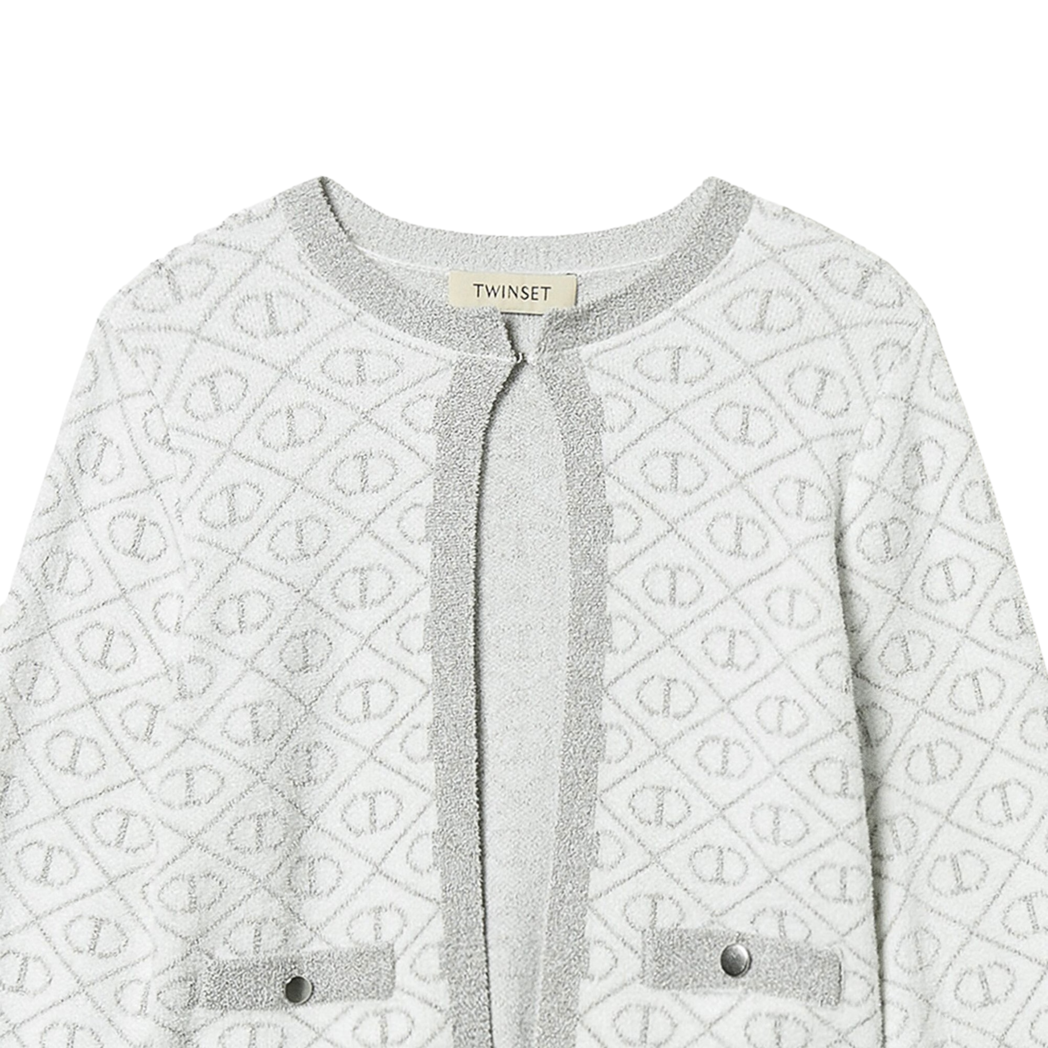 Twinset Cardigan tinta unita con Loghi Panna per Bambina 242GJ3060 PANNA TWINSET 