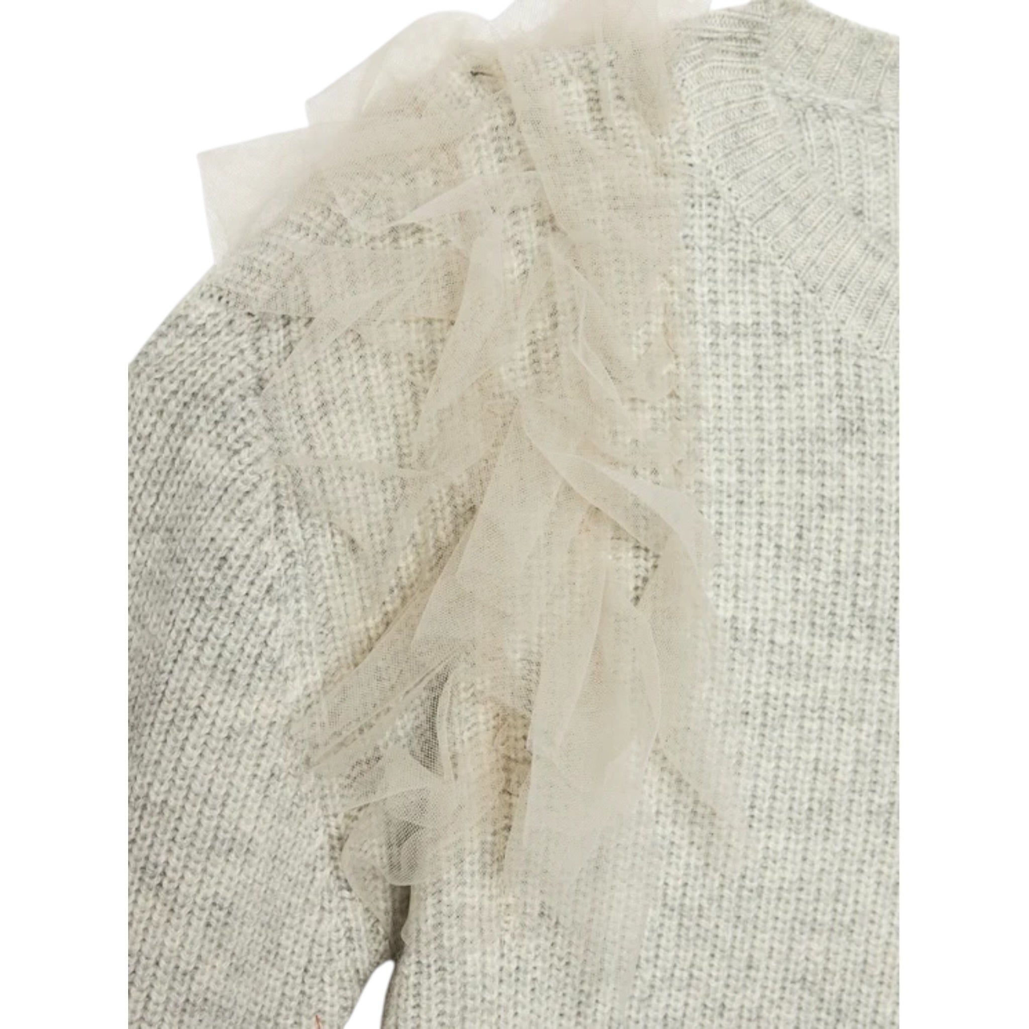 Twinset Maglia tinta unita con Tulle Grigio per Bambina 242GJ3080 GRIGIO TWINSET 