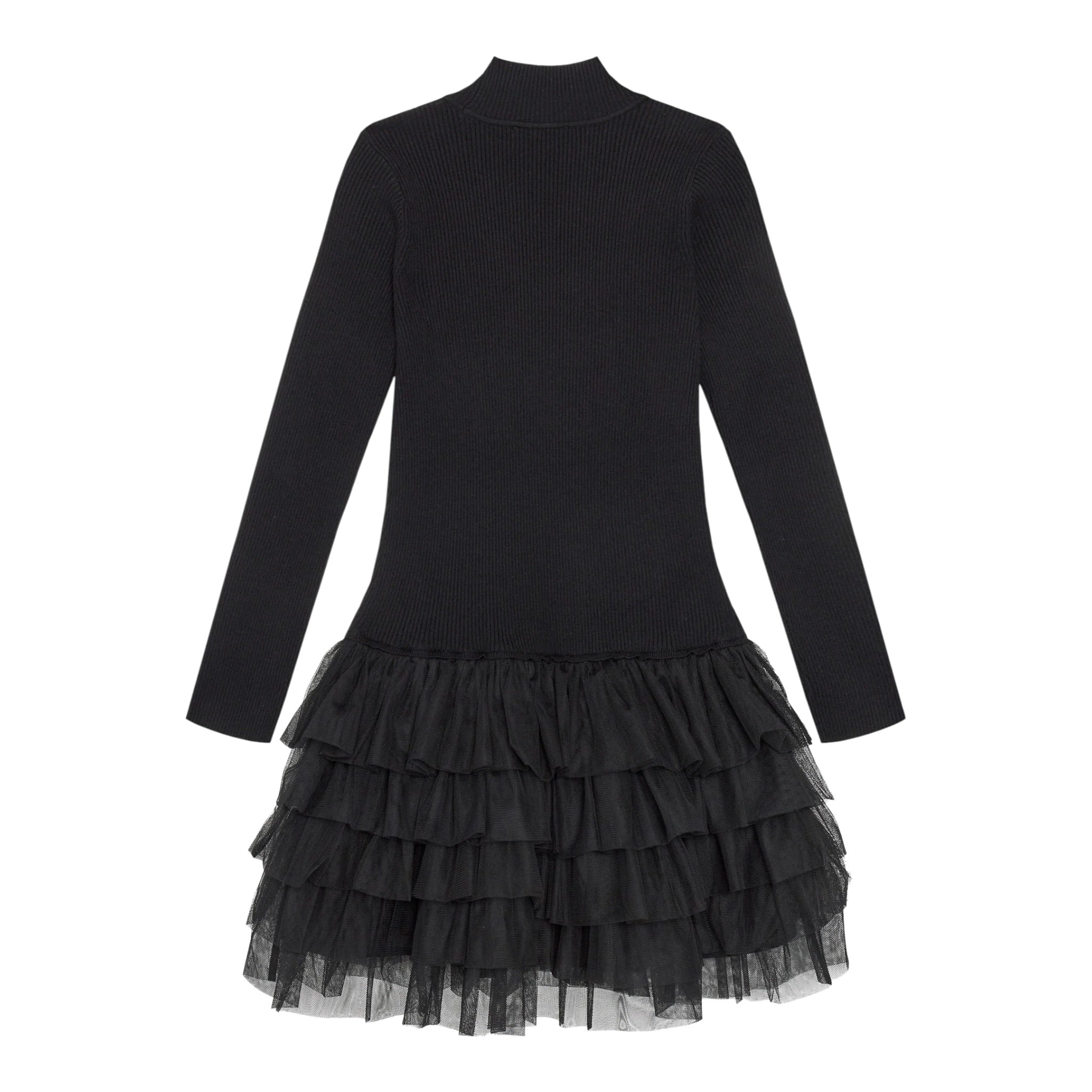 Twinset Abito Manica Lunga tinta unita con Tulle Nero per Bambina 242GJ3121 NERO TWINSET 