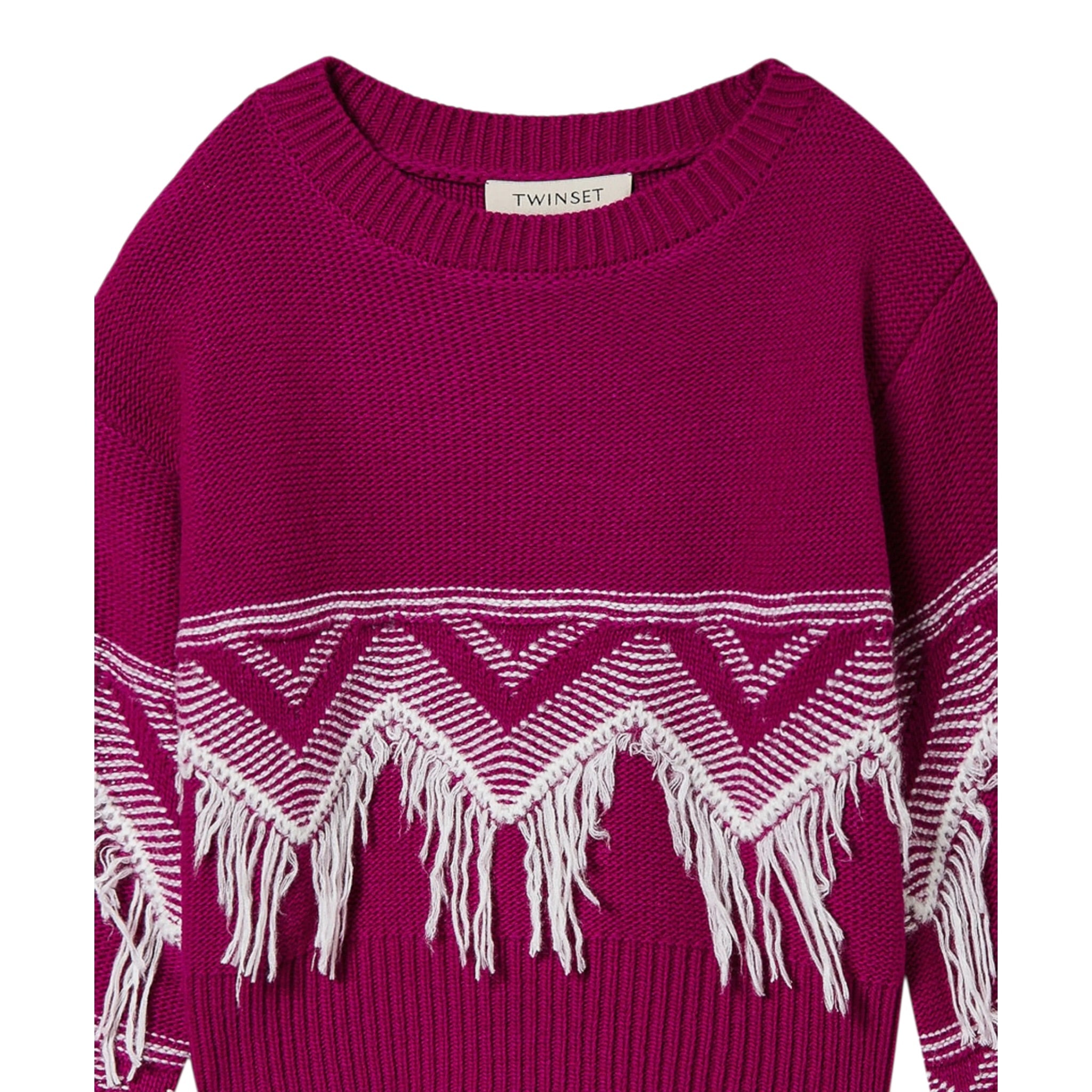 Twinset Maglia Girocollo tinta unita con Ricami Viola per Bambina 242GJ3131 VIOLA TWINSET 